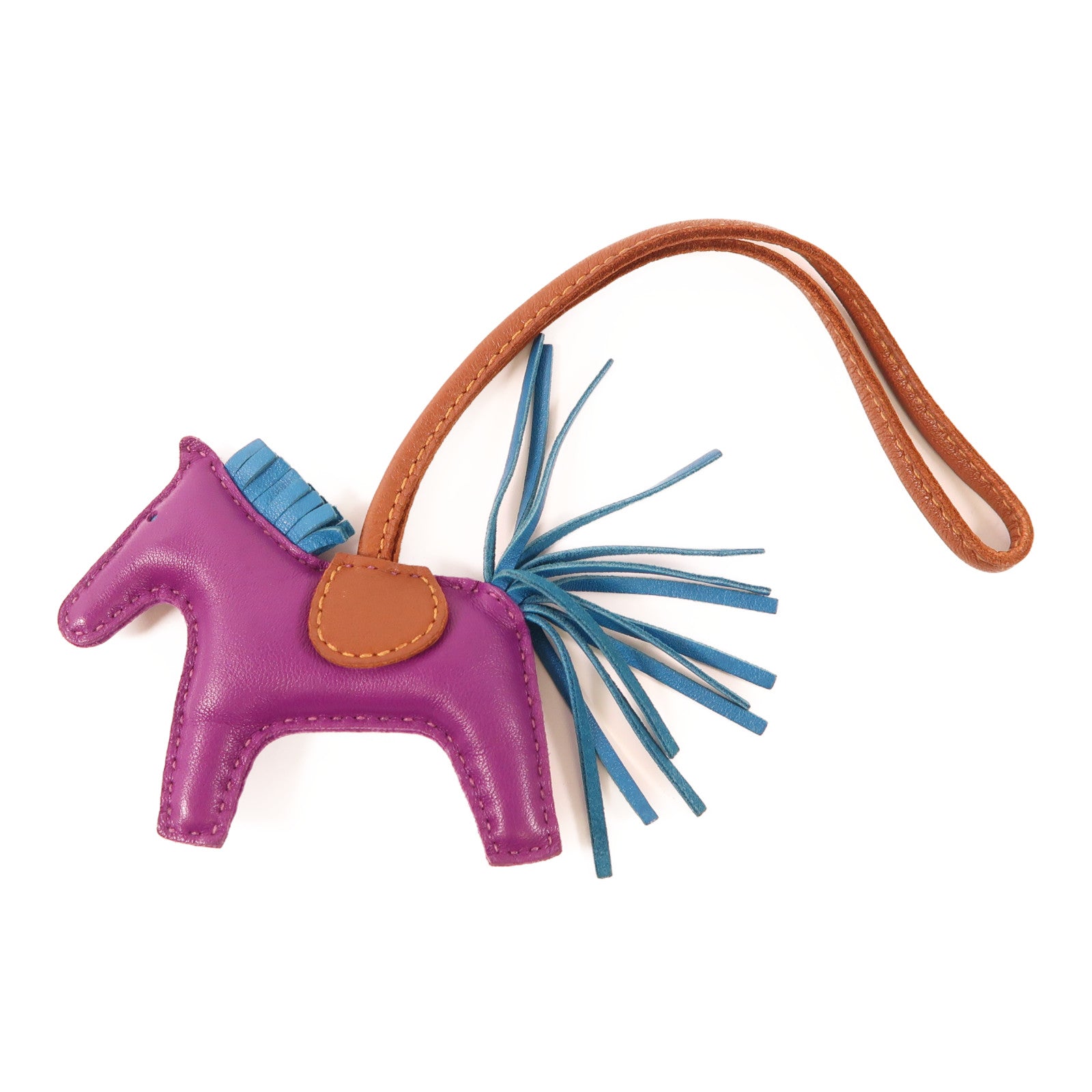 HERMES Swift皮革Rodeo PM掛飾Purple/Brown