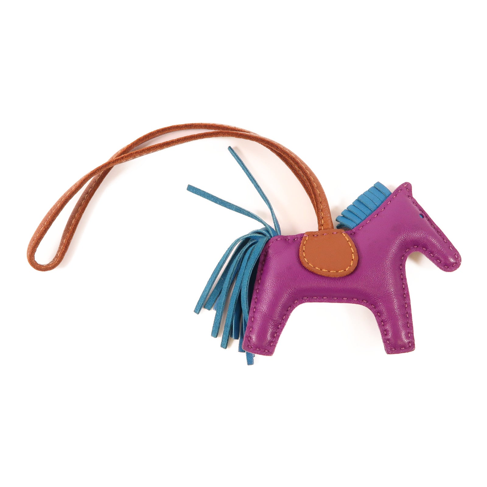 HERMES Swift皮革Rodeo PM掛飾Purple/Brown