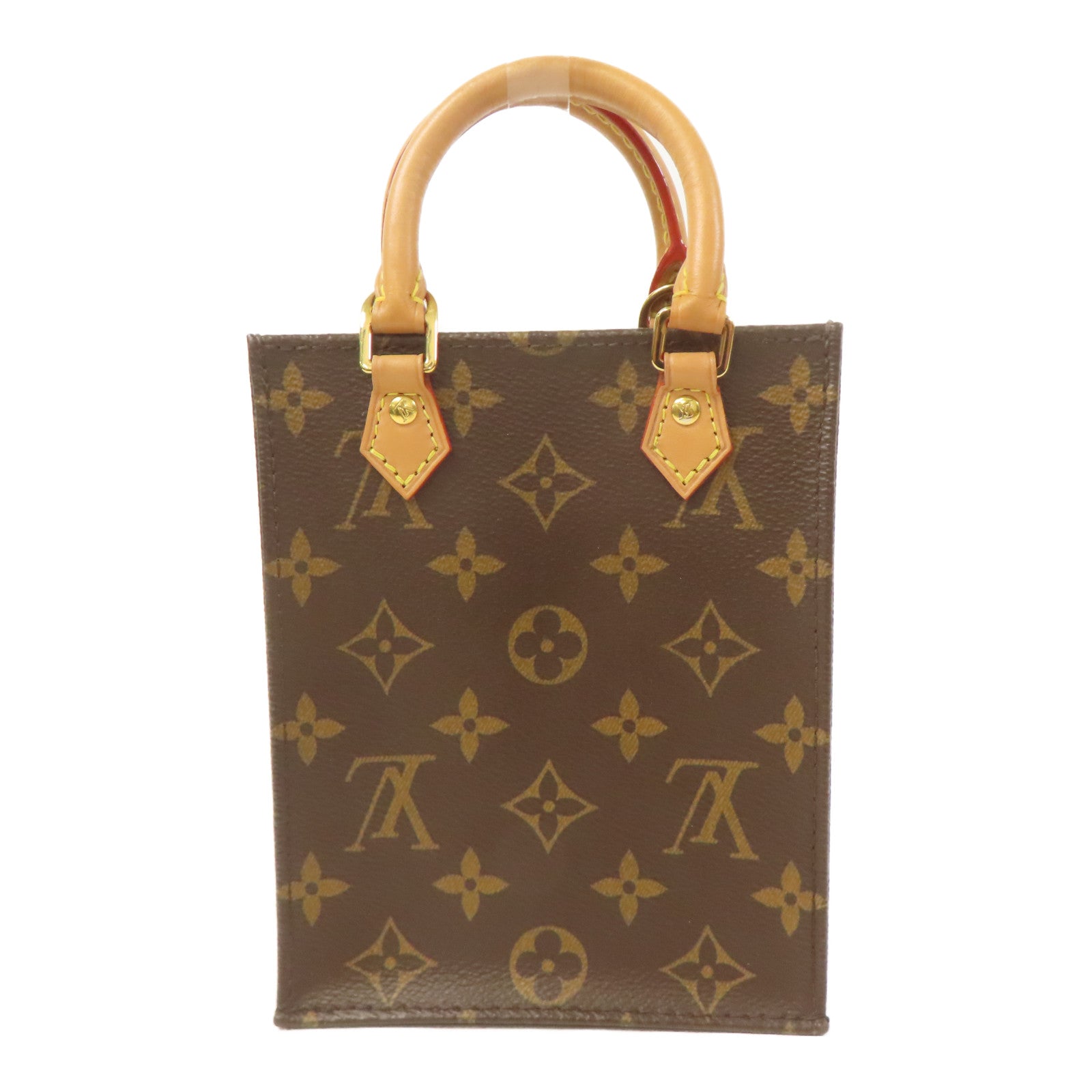 LOUIS VUITTON Monogram Petit Sac Plat金扣手挽肩背兩用袋棕色