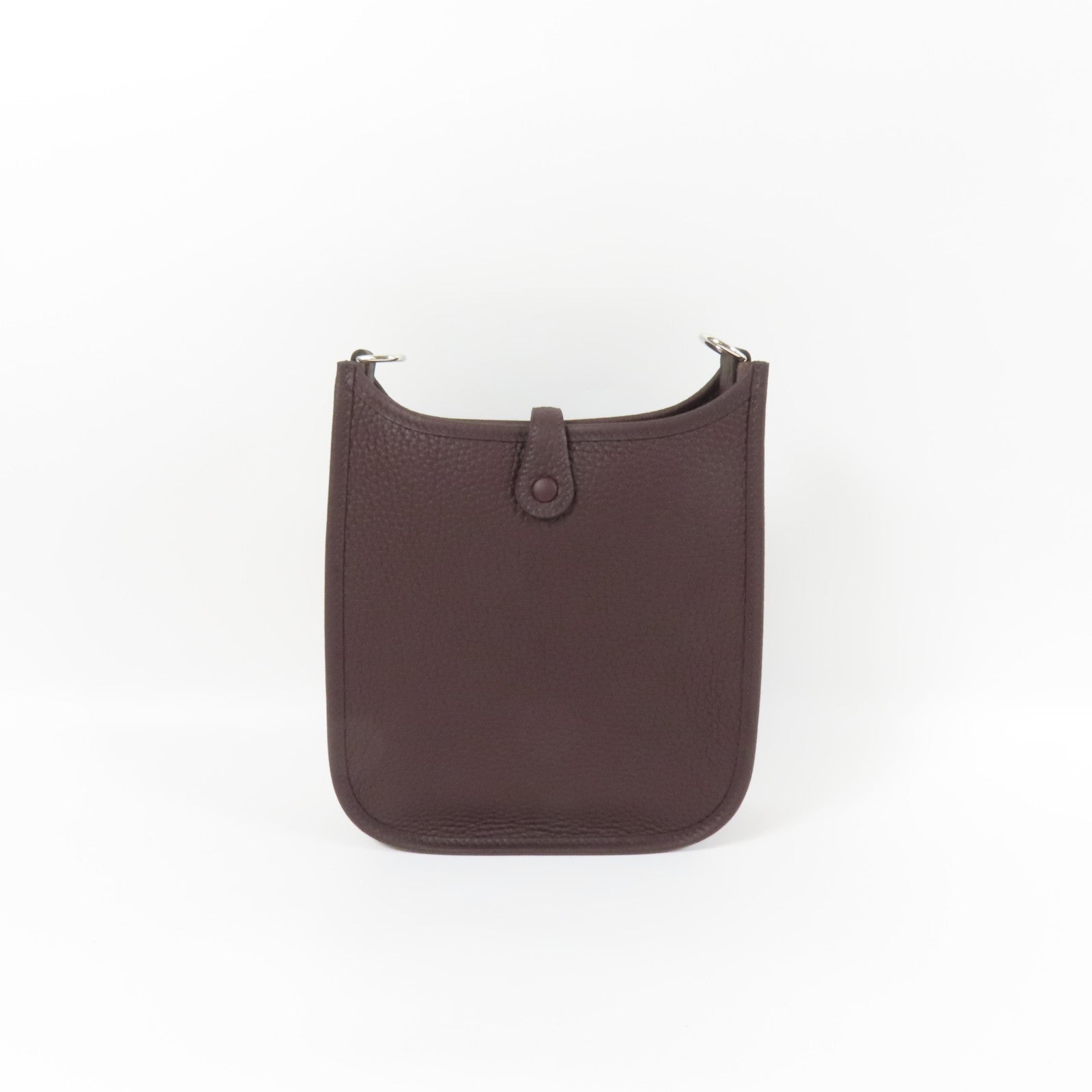 HERMES Clemence皮革Evelyne TPM銀扣肩背袋Rouge Sellier