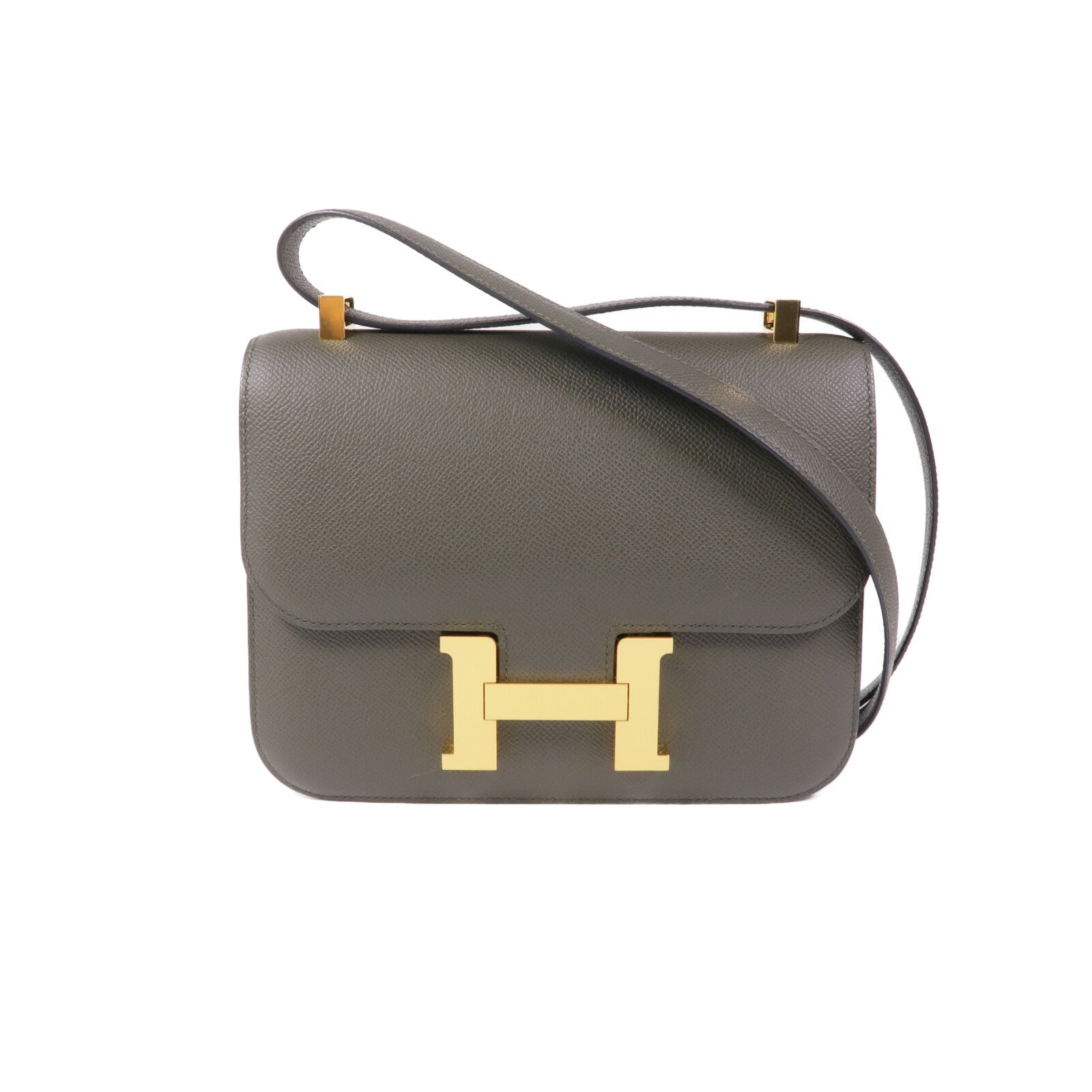 HERMES Epsom皮革Constance 24金扣肩背袋Vert De Gris