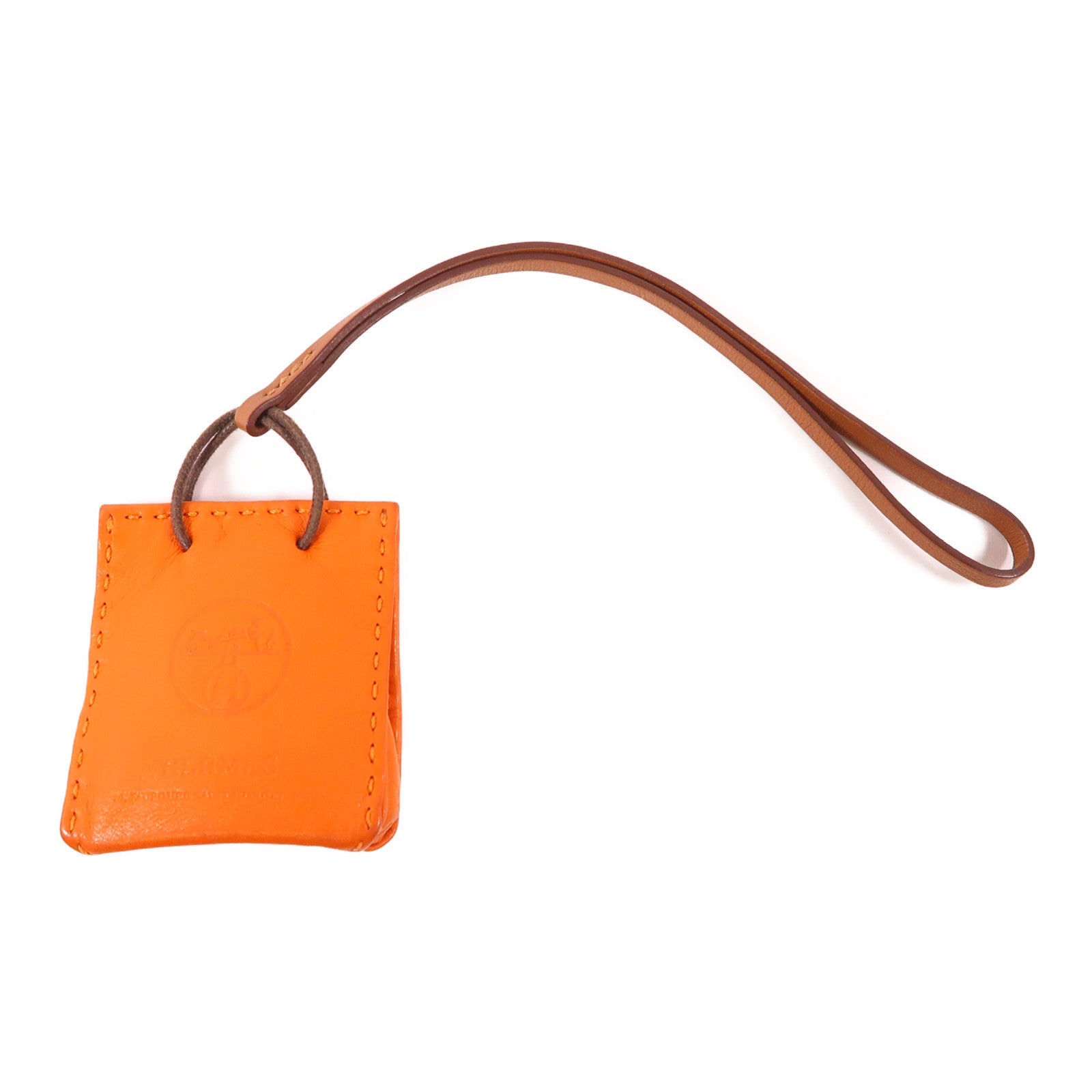 HERMES Swift皮革Bag Charm掛飾Orange