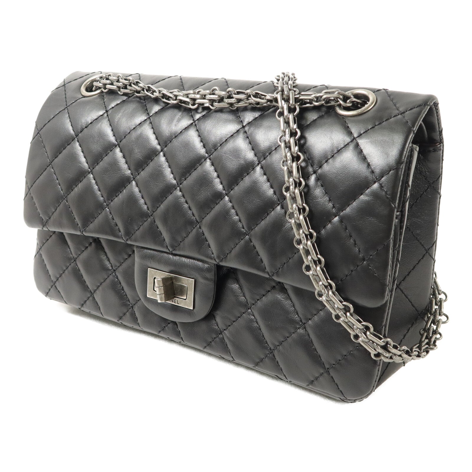 CHANEL 牛皮皮革2.55 Small鏈帶手挽肩背兩用袋