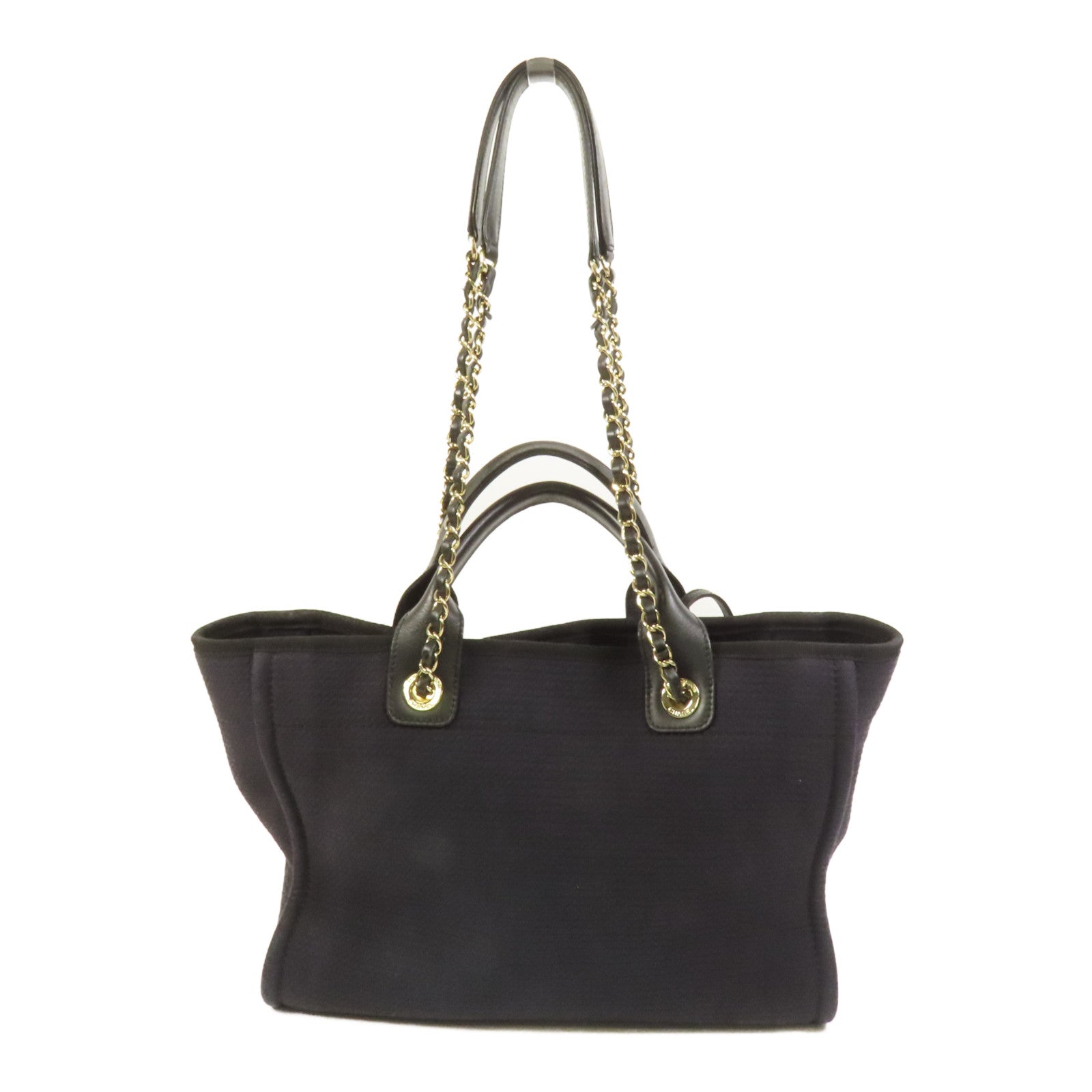 CHANEL 帆布Deauville Tote金扣手挽肩背兩用袋