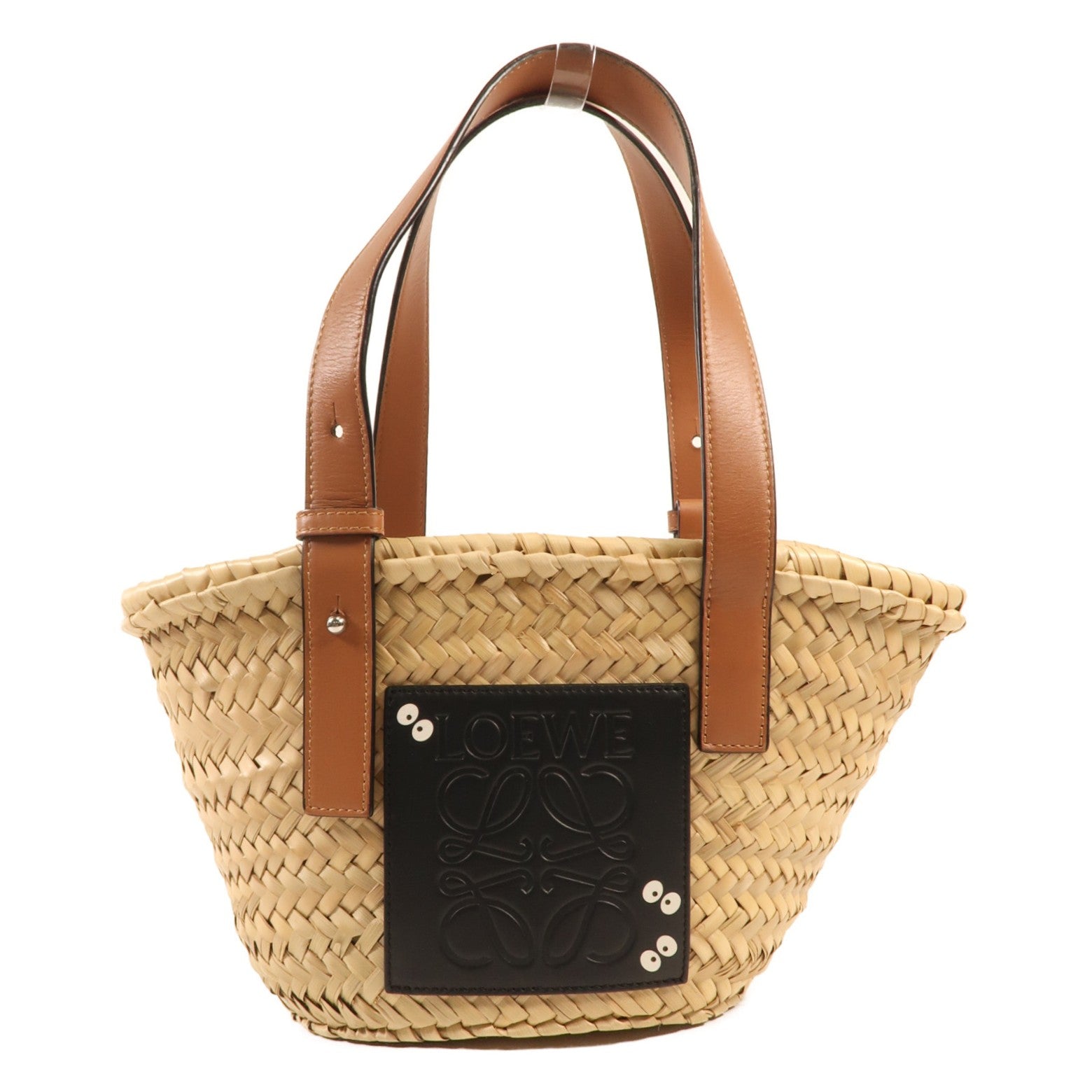 LOEWE 牛皮皮革/酒椰Studio Ghibli Dust Bunnies Small Basket銀扣手挽袋