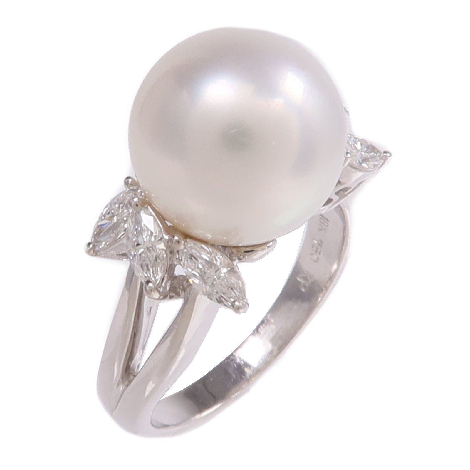 JEWELRY 18K白金Pearl Diamond Ring珍珠/鑽石戒指