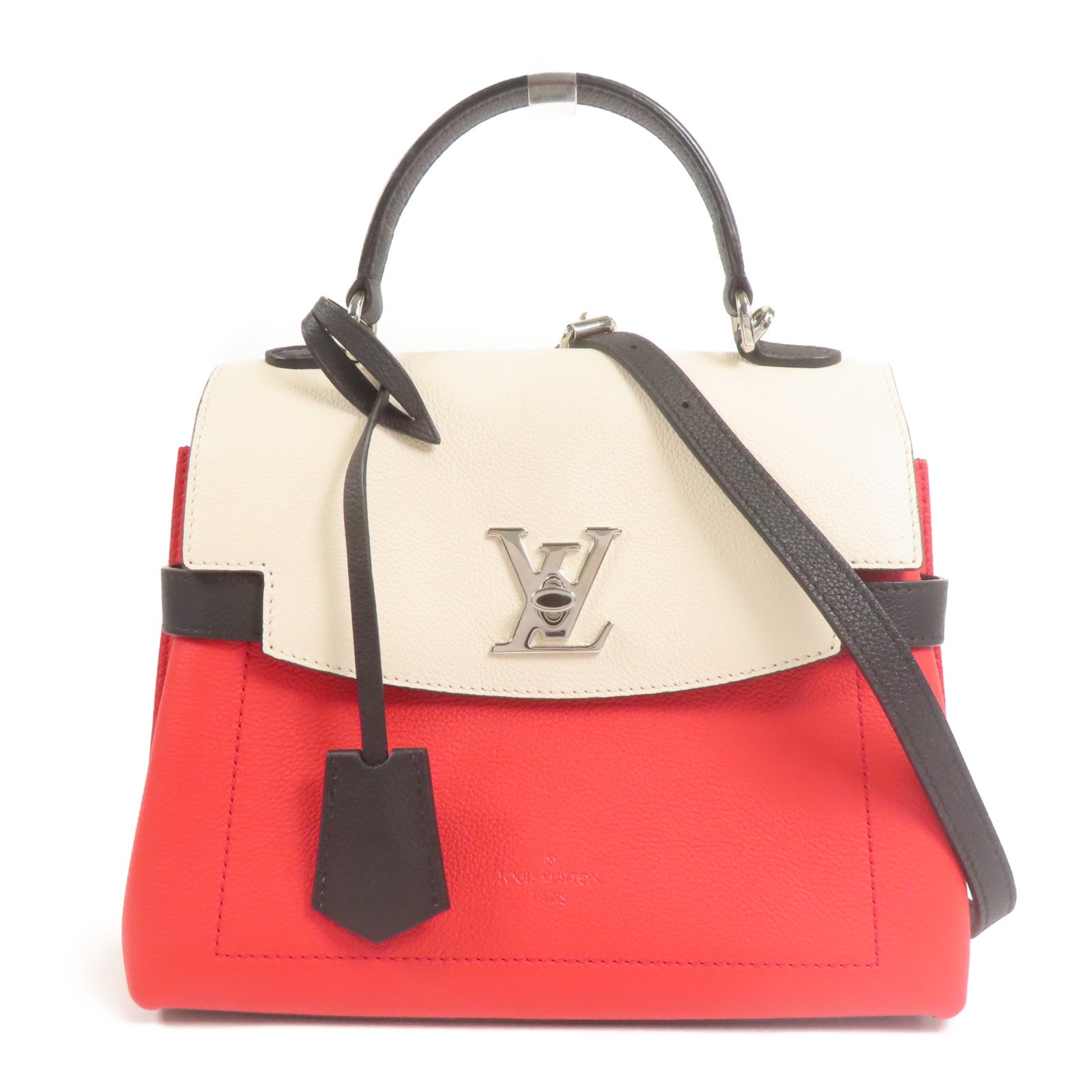 LOUIS VUITTON 牛皮皮革Lockme Ever BB銀扣手挽肩背兩用袋