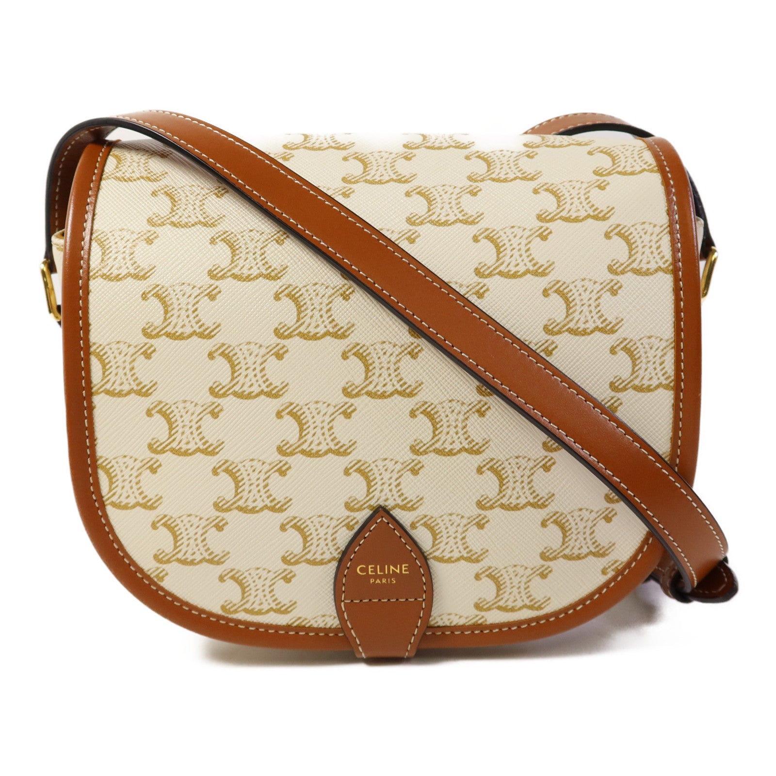 CELINE 塗層帆布Folco金扣肩背袋