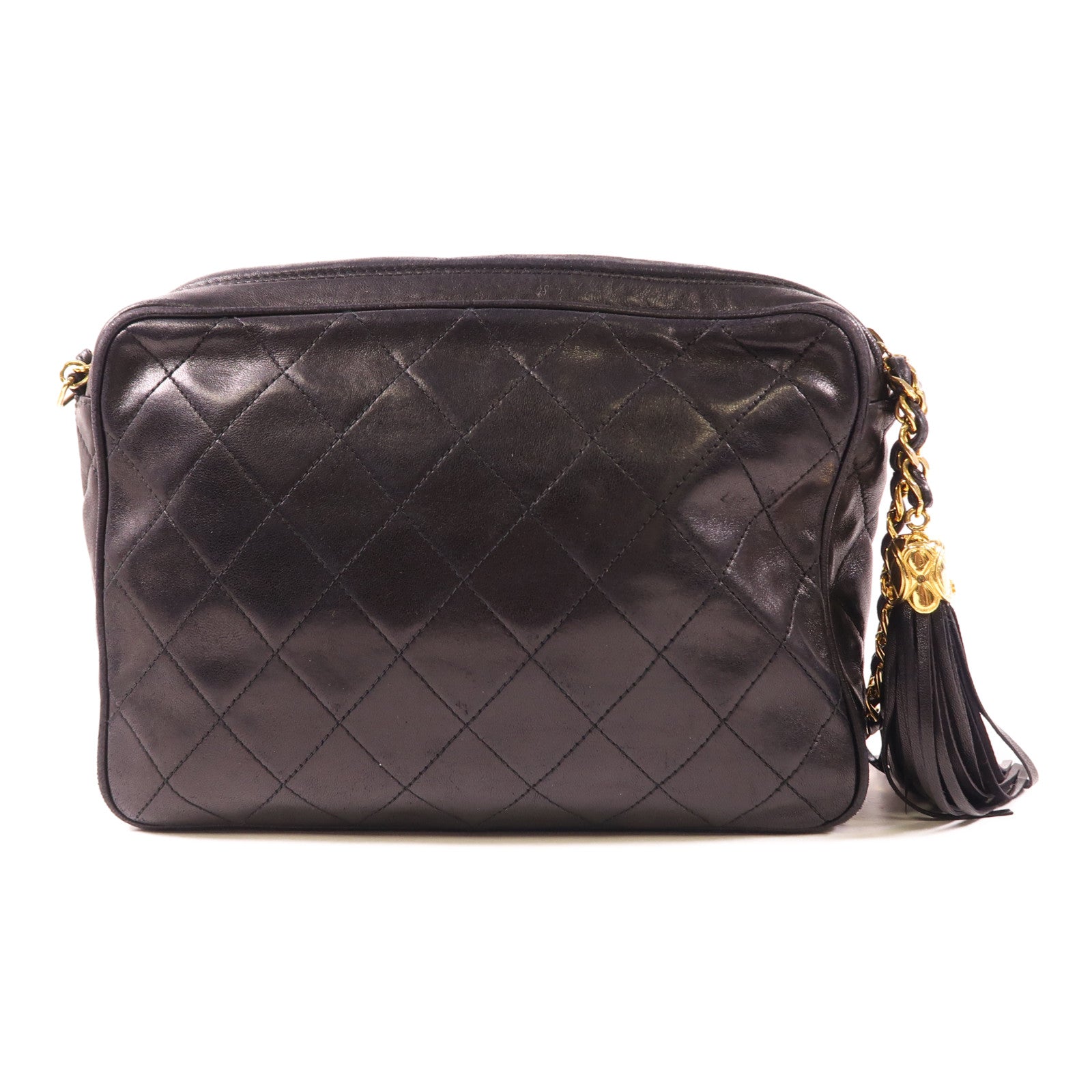 CHANEL 羊皮皮革Vintage Chain Shoulder金扣鏈帶肩背袋