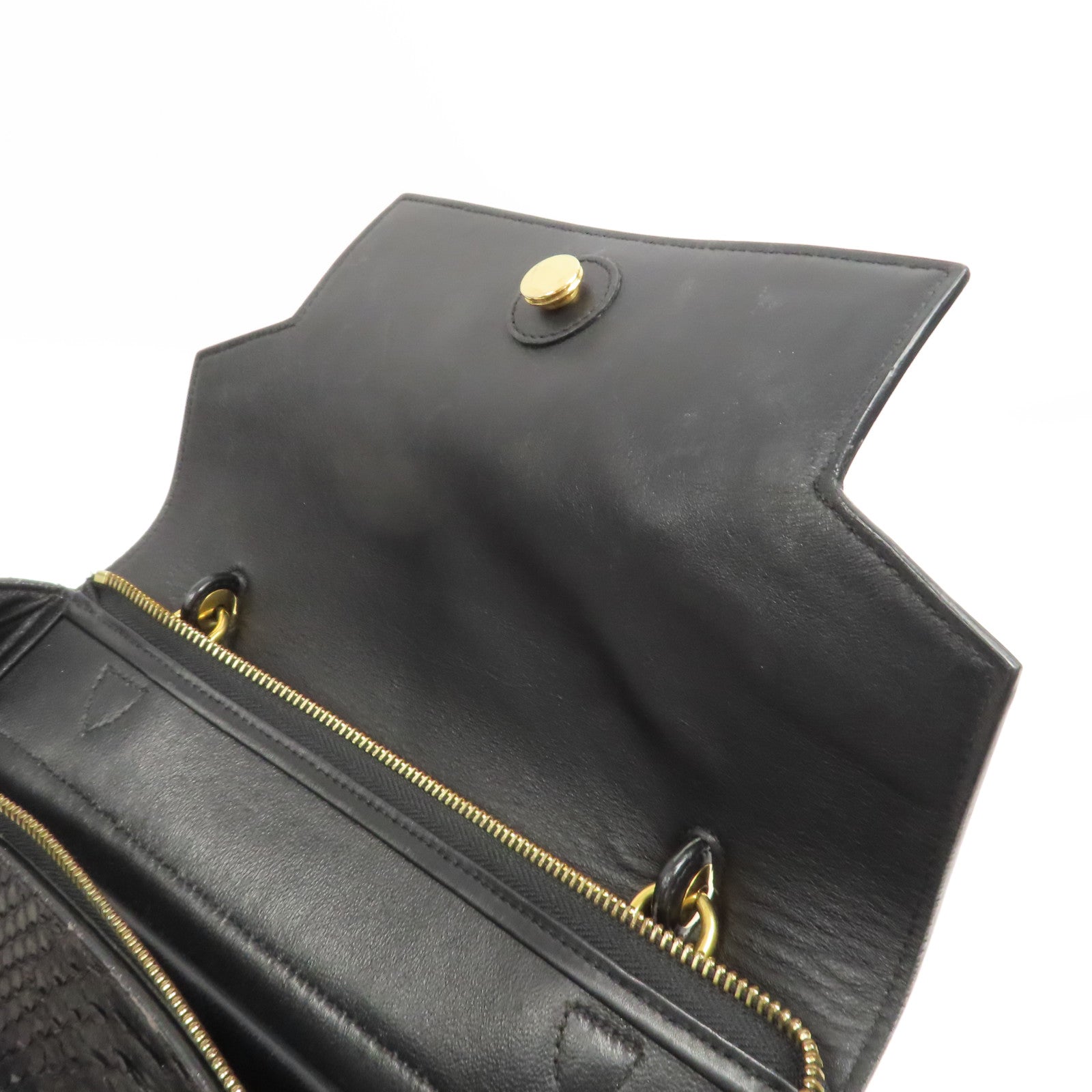 CELINE 【激減優惠】蛇皮皮革Belt Bag金扣手挽肩背兩用袋黑色