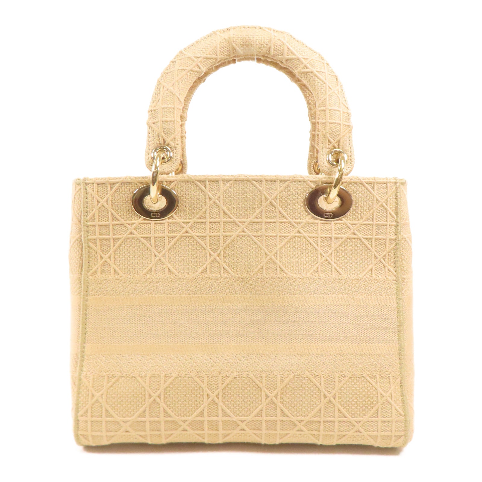 Dior 帆布Lady Dior D-Lite金扣手挽肩背兩用袋