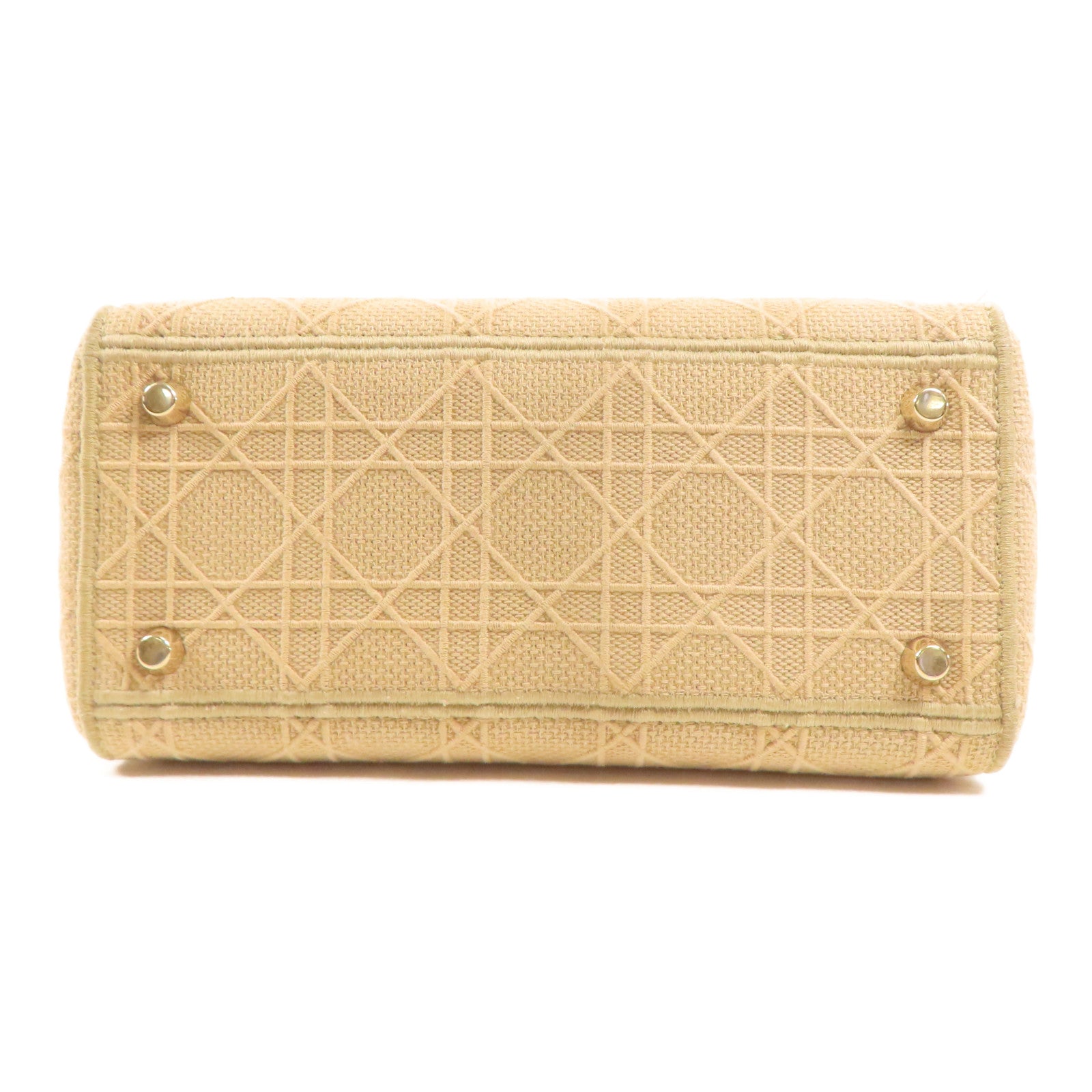 Dior CD GHW Lady Dior D-Lite 2 Way Bag M0565OREY Canvas Beige