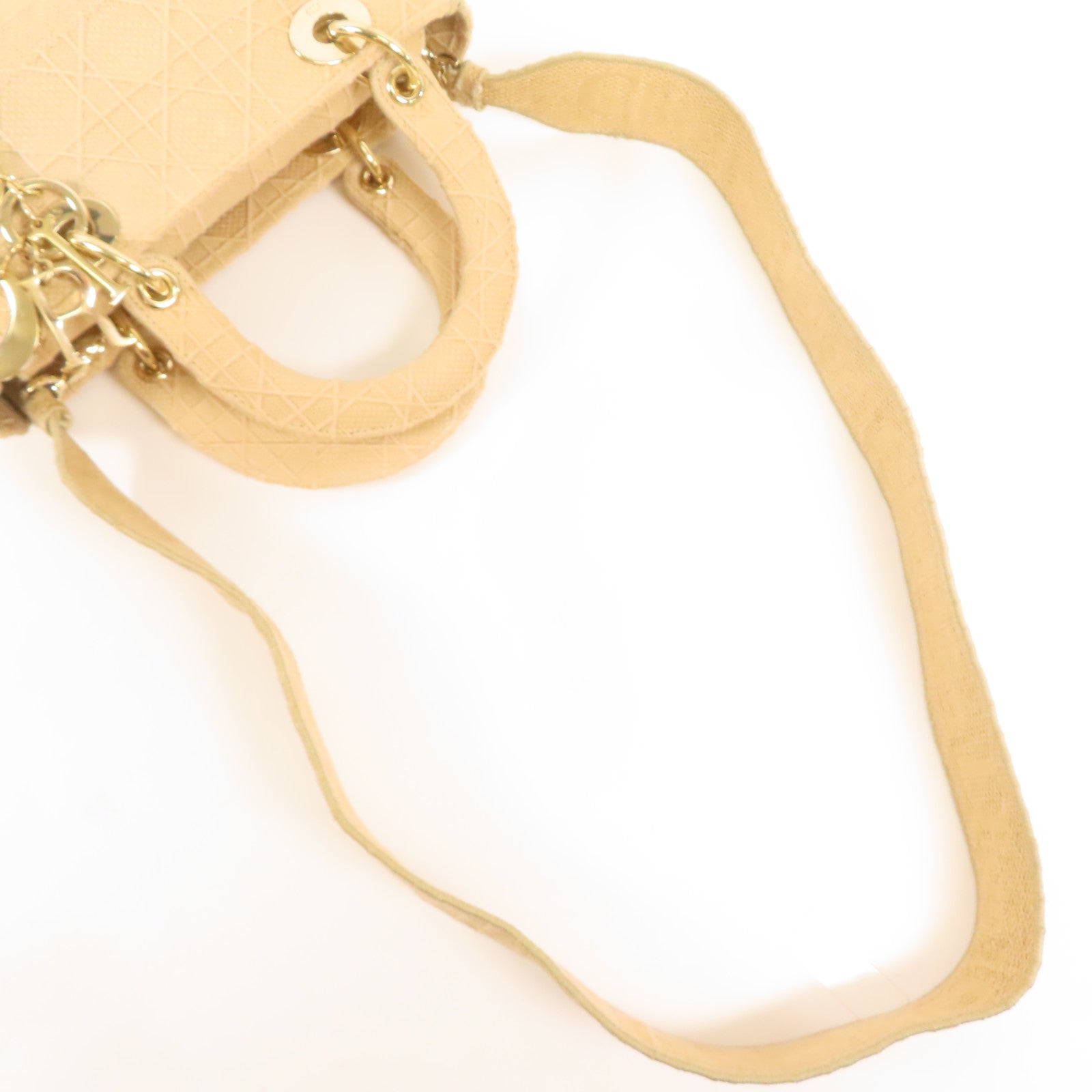 Dior CD GHW Lady Dior D-Lite 2 Way Bag M0565OREY Canvas Beige