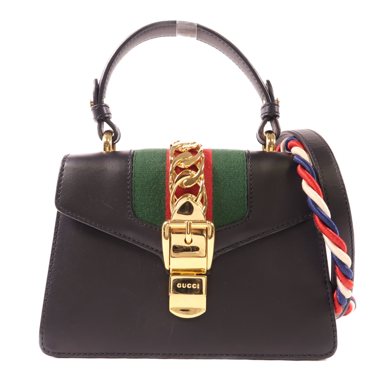 GUCCI 牛皮皮革Sylvie S金扣手挽肩背兩用袋