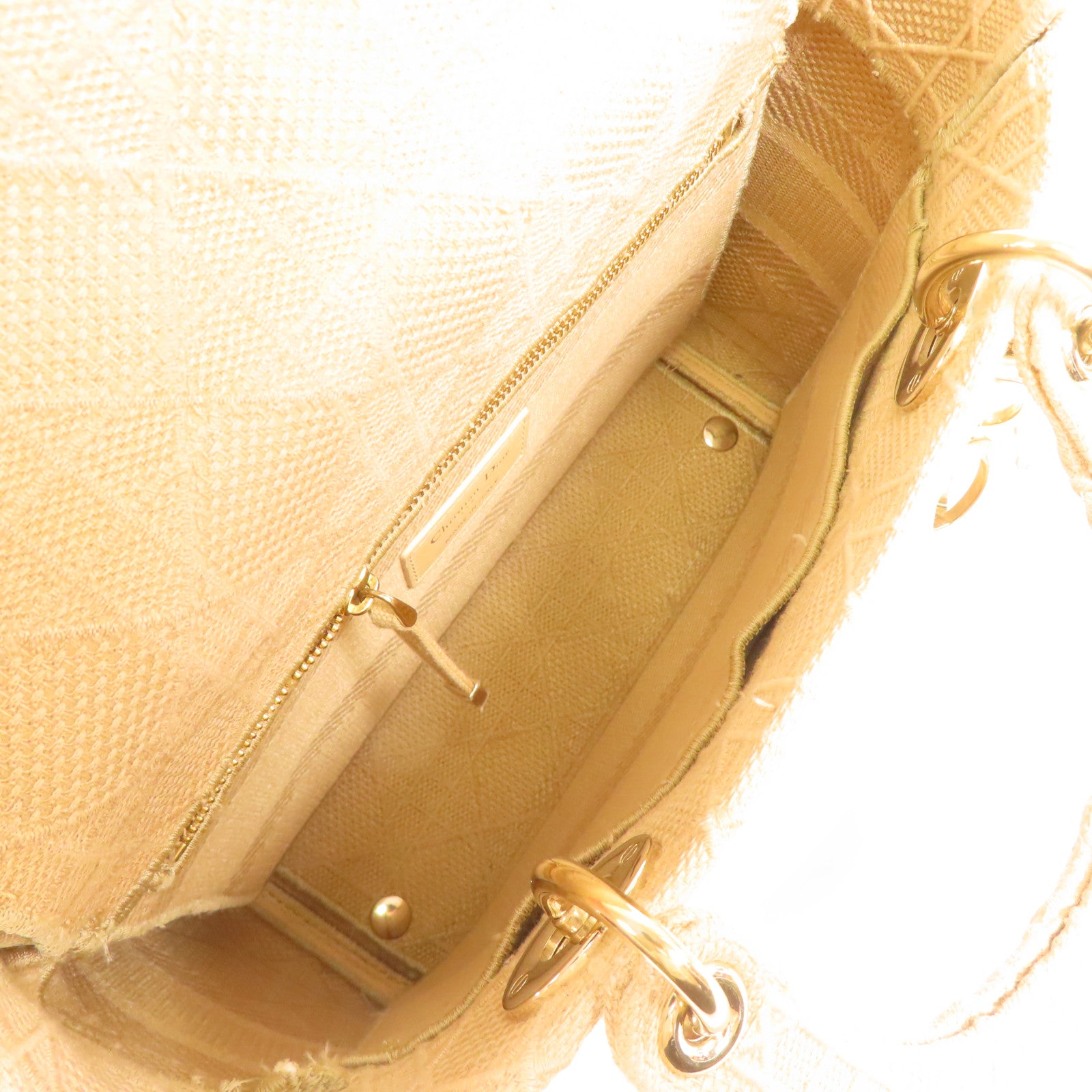 Dior CD GHW Lady Dior D-Lite 2 Way Bag M0565OREY Canvas Beige