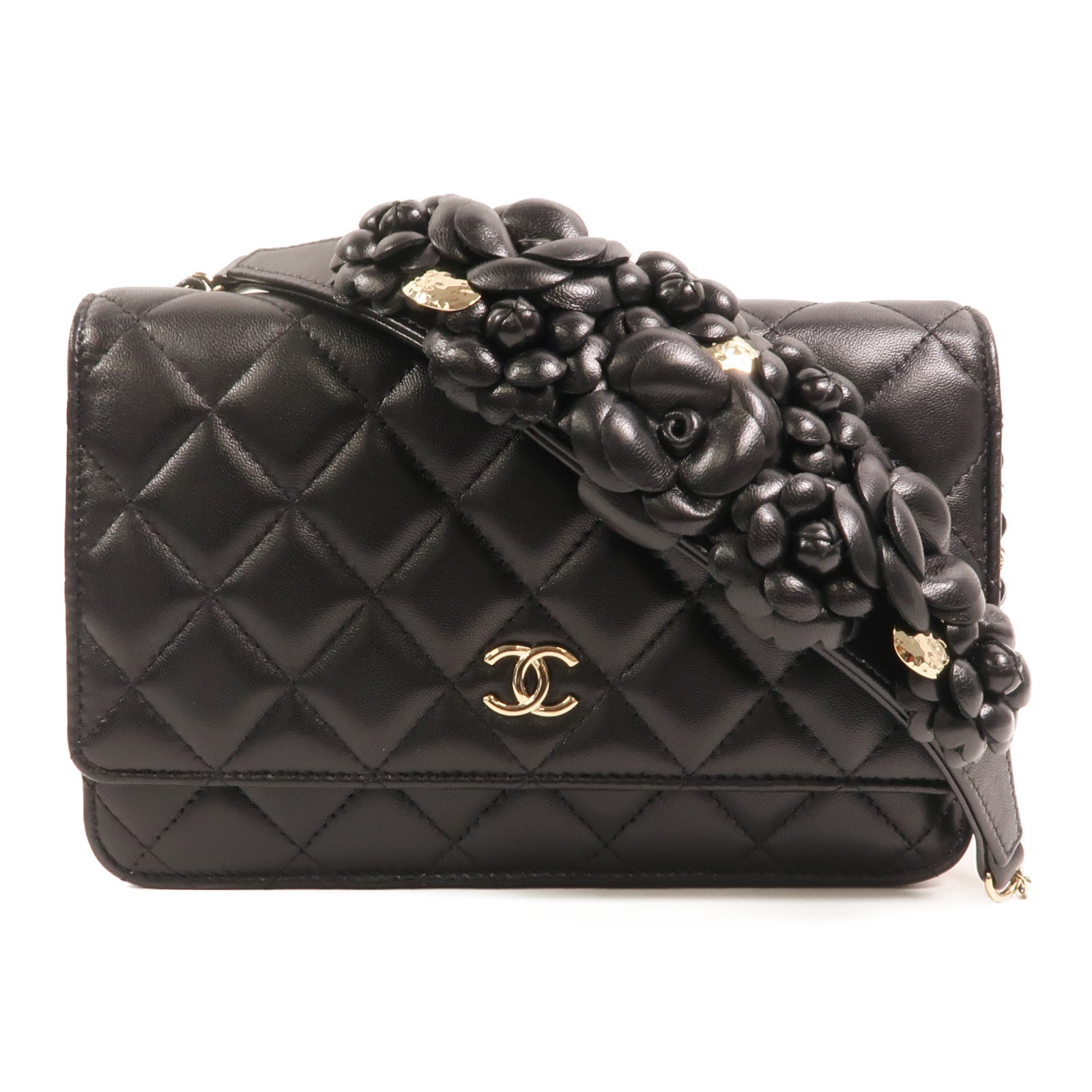 CHANEL 羊皮皮革Wallet On Chain金扣鏈帶肩背袋