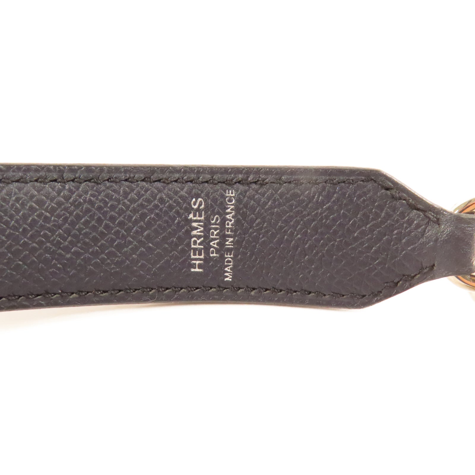 HERMES【激減優惠】 Epsom皮革Strap 105cm銀扣肩背帶Bleu Saphir