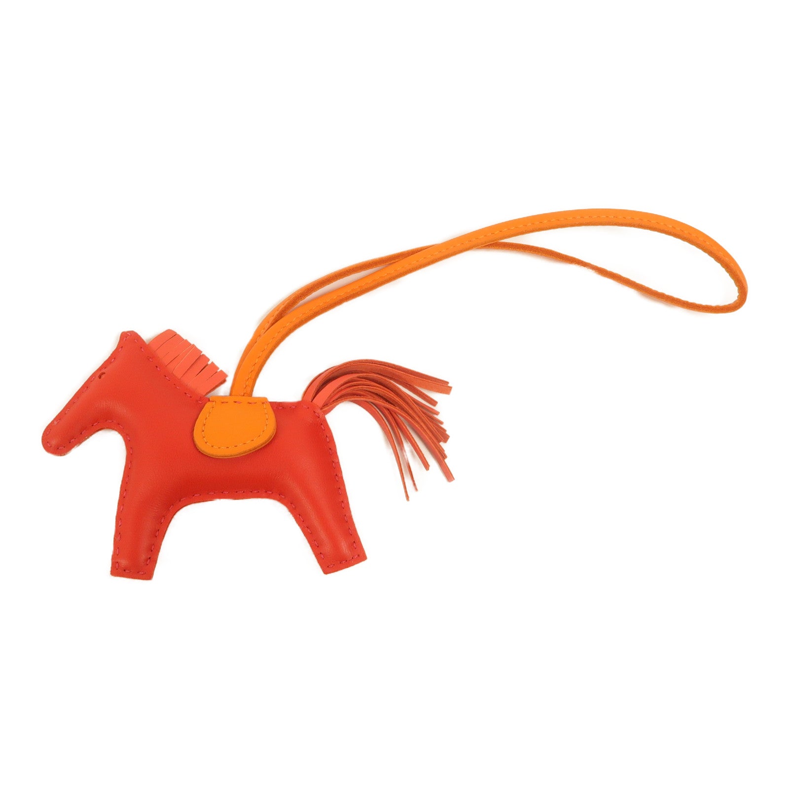 HERMES Milo皮革Rodeo PM掛飾Rouge Indien
