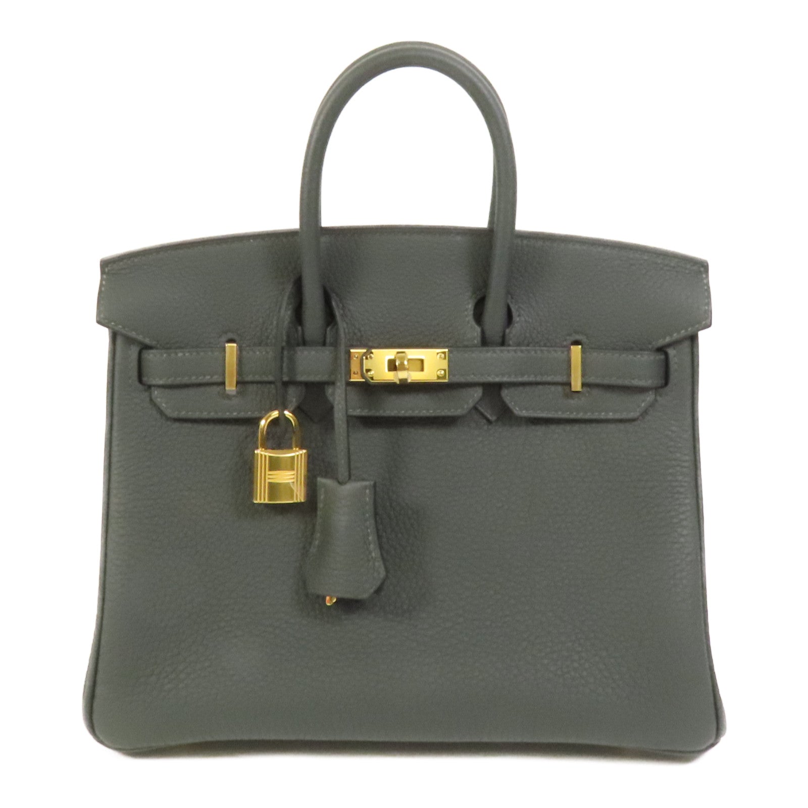 HERMES Togo皮革Birkin 25金扣手挽袋New Vert Fonce