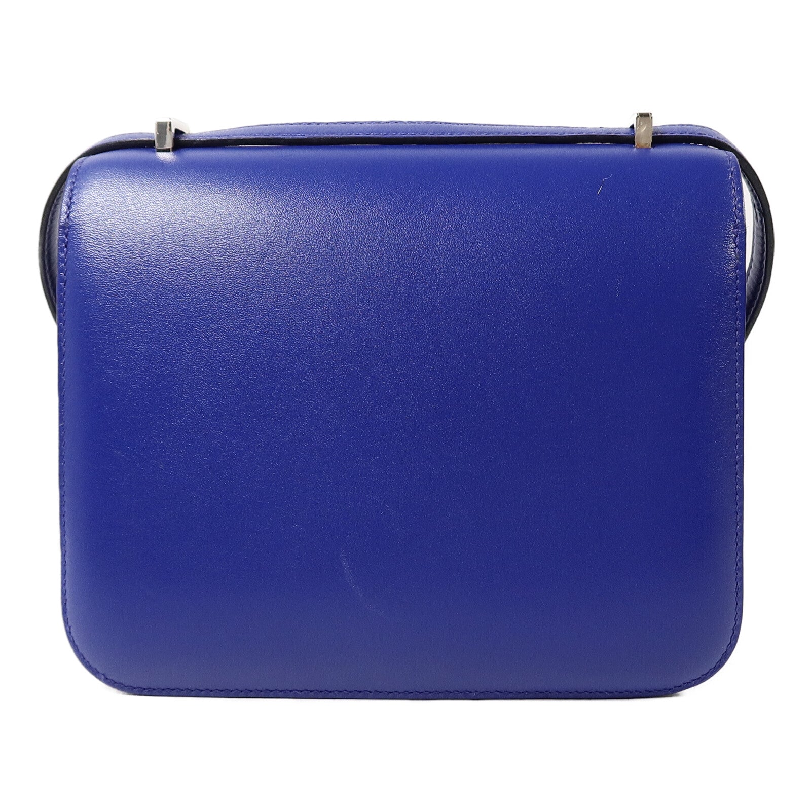 HERMES Box Calf皮革Constance Mini肩背袋Bleu Electrique