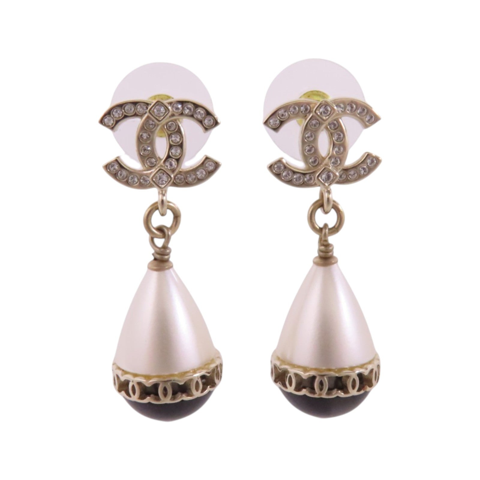 CHANEL 金屬/仿珍珠/水鑽Earrings金扣耳環