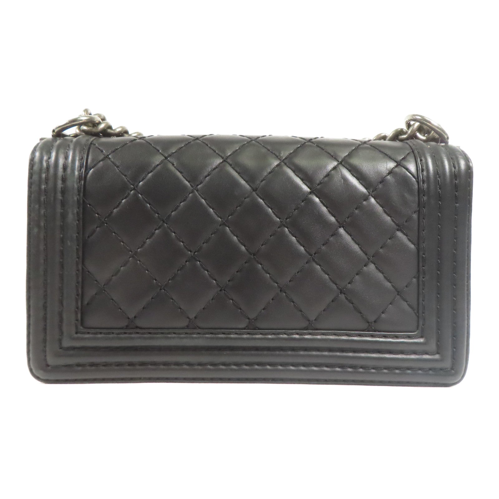 CHANEL 【激減優惠】牛皮皮革Boy銀扣鏈帶肩背袋