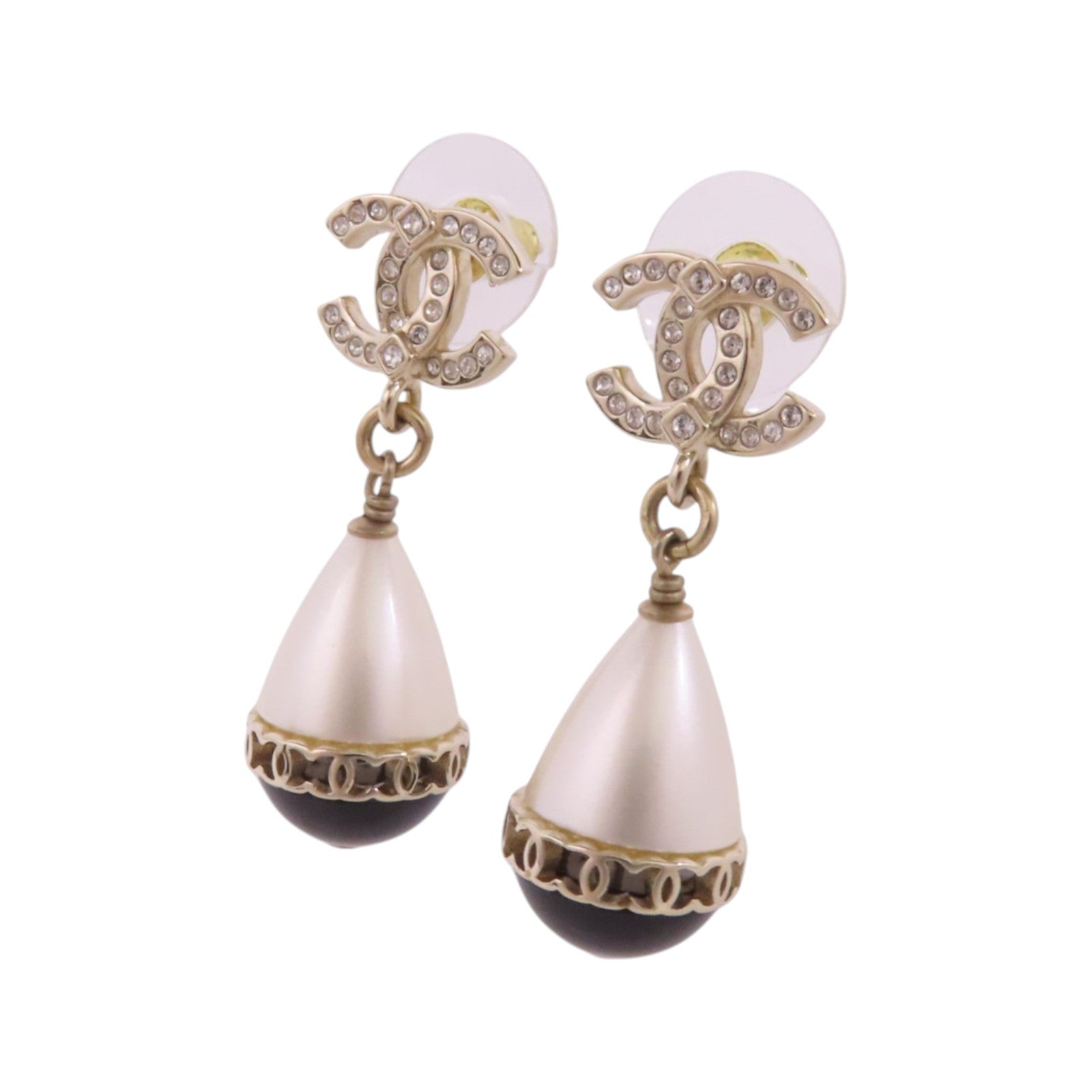 CHANEL 金屬/仿珍珠/水鑽Earrings金扣耳環