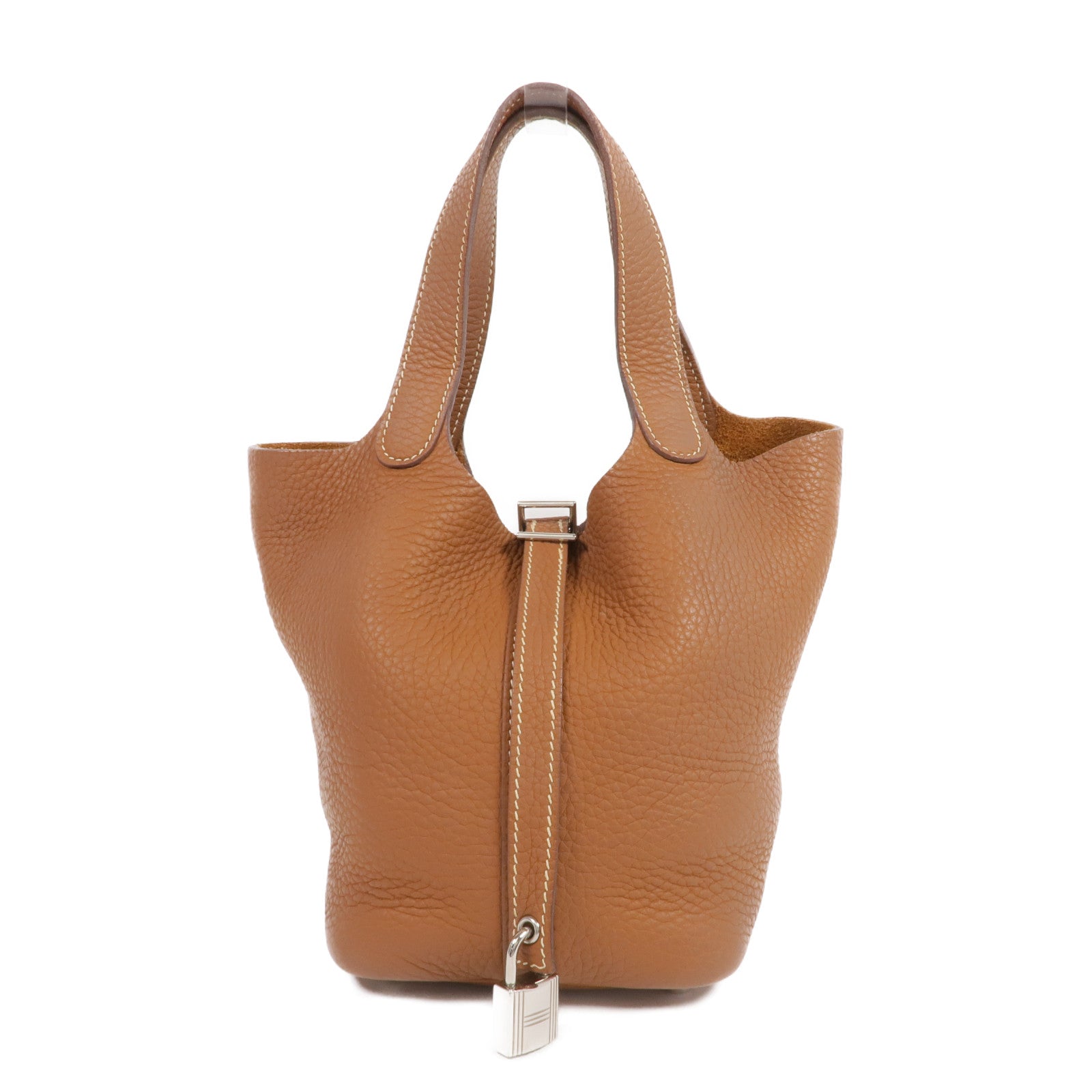 HERMES Clemence皮革Picotin PM銀扣手挽袋Gold