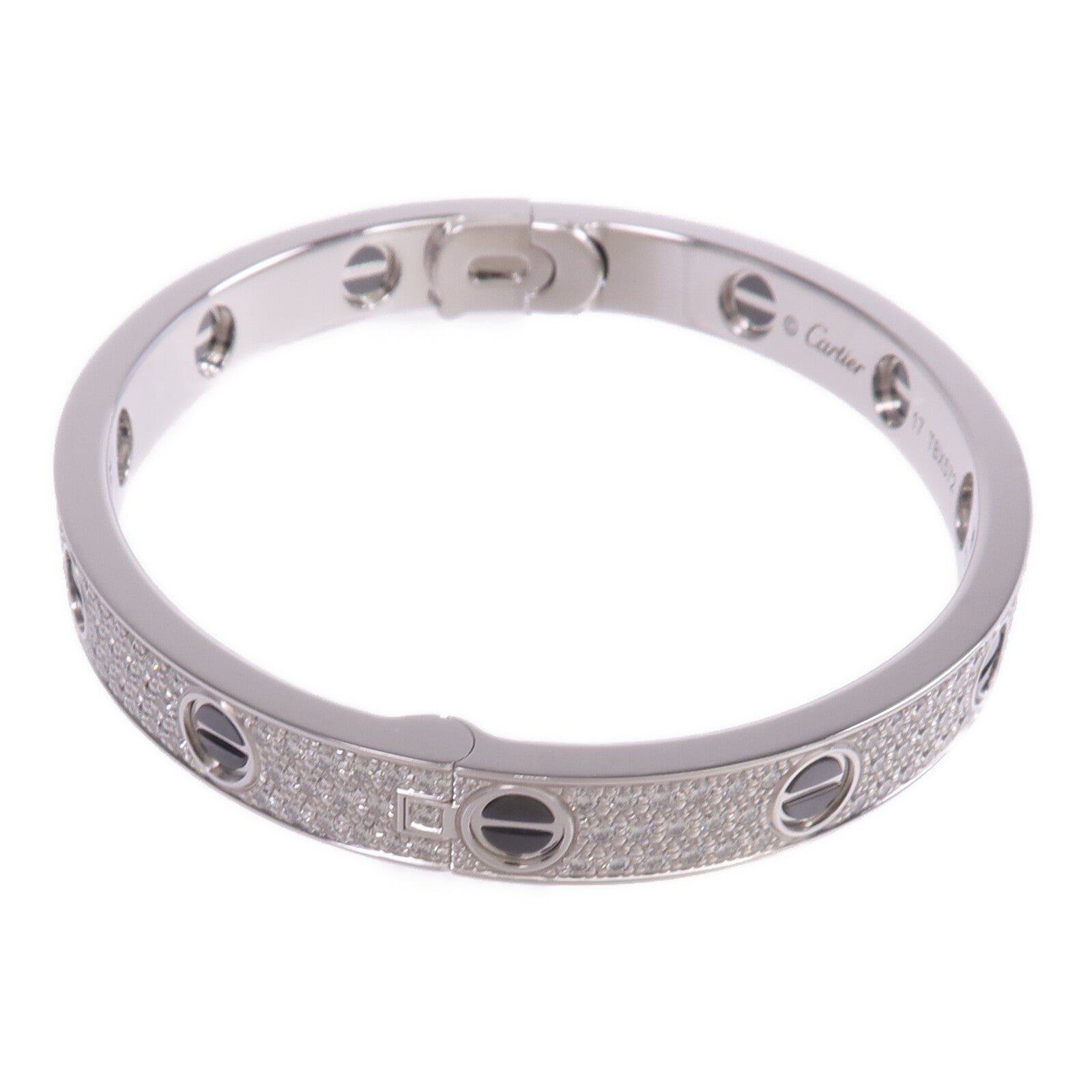 CARTIER 18K白金/陶瓷Love Bracelet鑽石手鐲Cartier#17