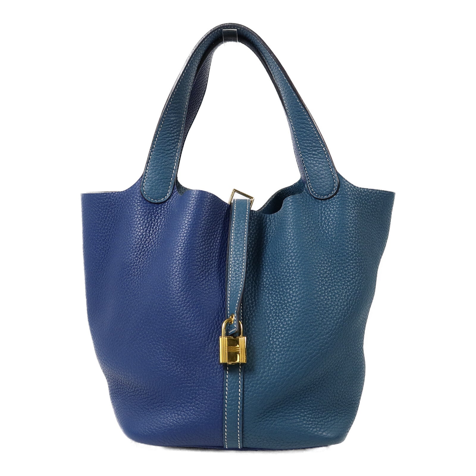 HERMES Clemence皮革Picotin MM手挽袋Blue/Vert Bosphore