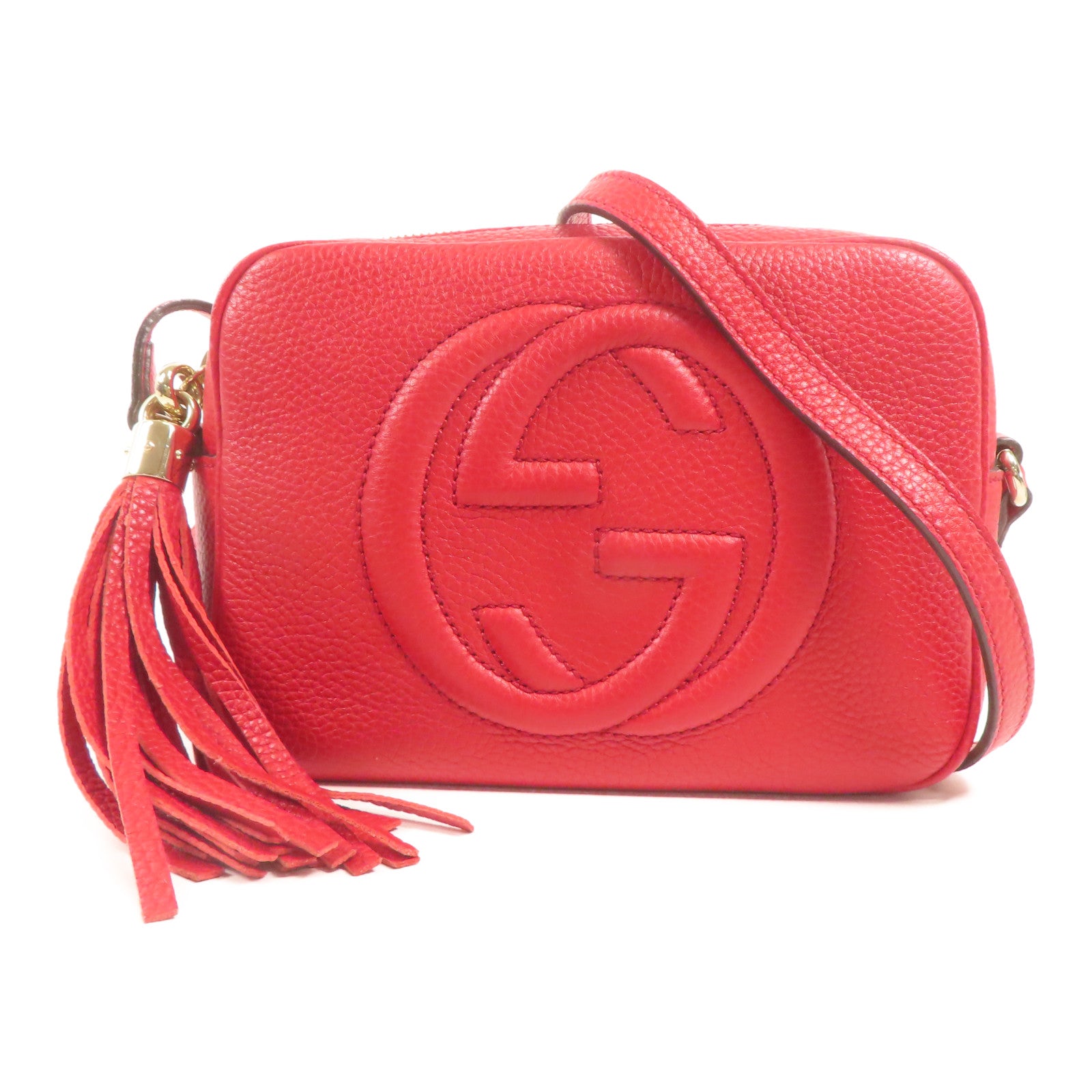 GUCCI GG GHW Soho Disco Shoulder Bag 308364 Leather Red