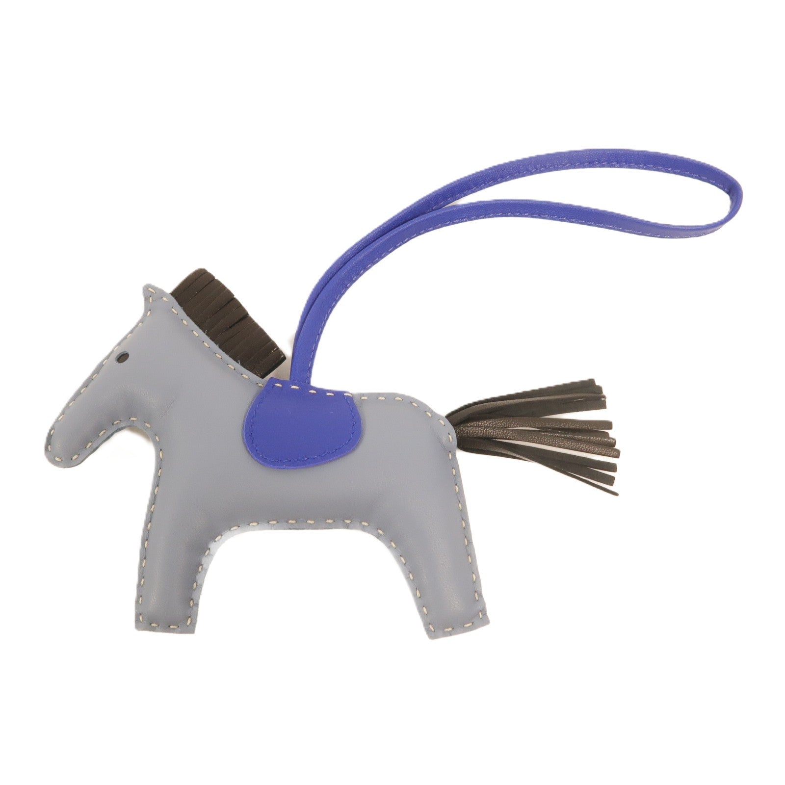 HERMES Milo皮革Rodeo MM掛飾Bleu Lin