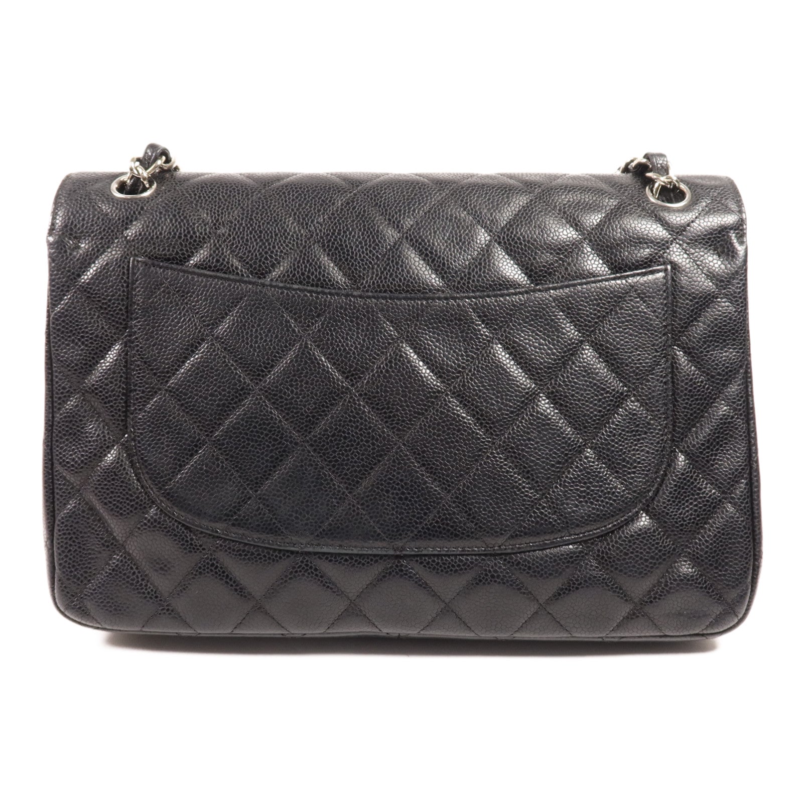 CHANEL 牛皮皮革Large Classic銀扣鏈帶肩背袋