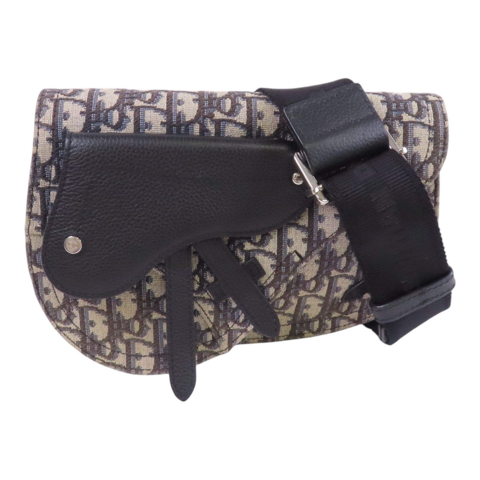 Dior Oblique帆布Saddle Messenger銀扣肩背袋