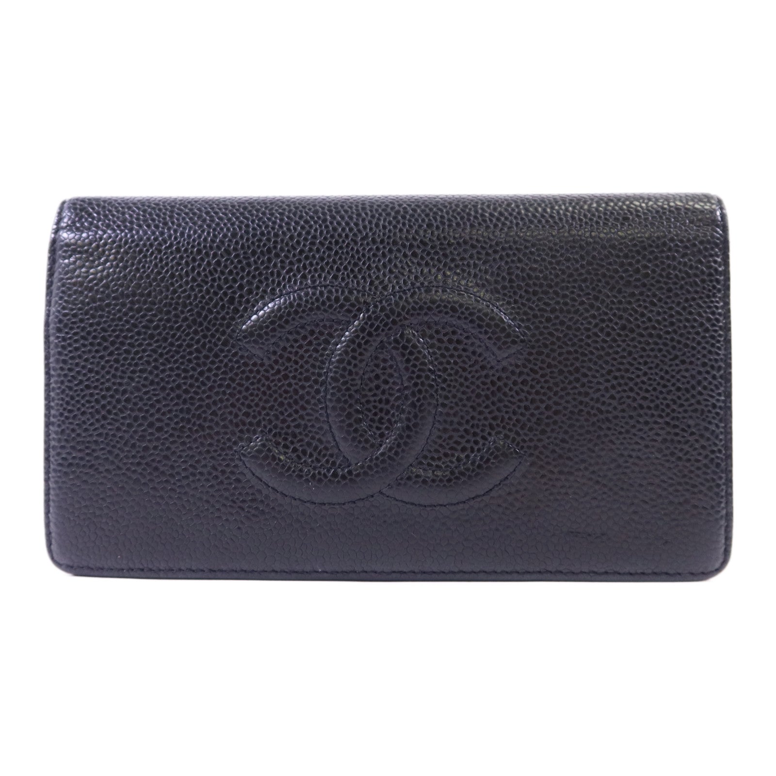 CHANEL 【激減優惠】牛皮皮革Long Bifold Wallet銀扣長錢包