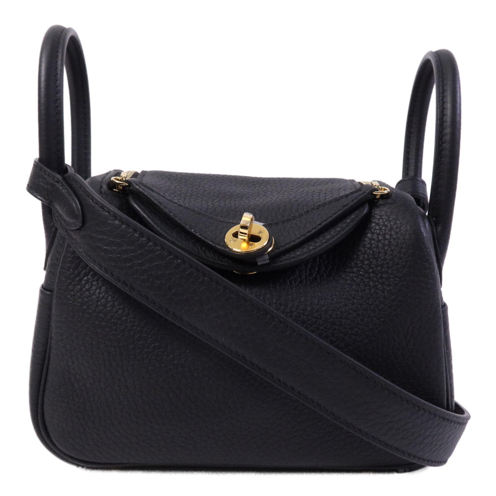 HERMES Clemence皮革Mini Lindy金扣手挽肩背兩用袋