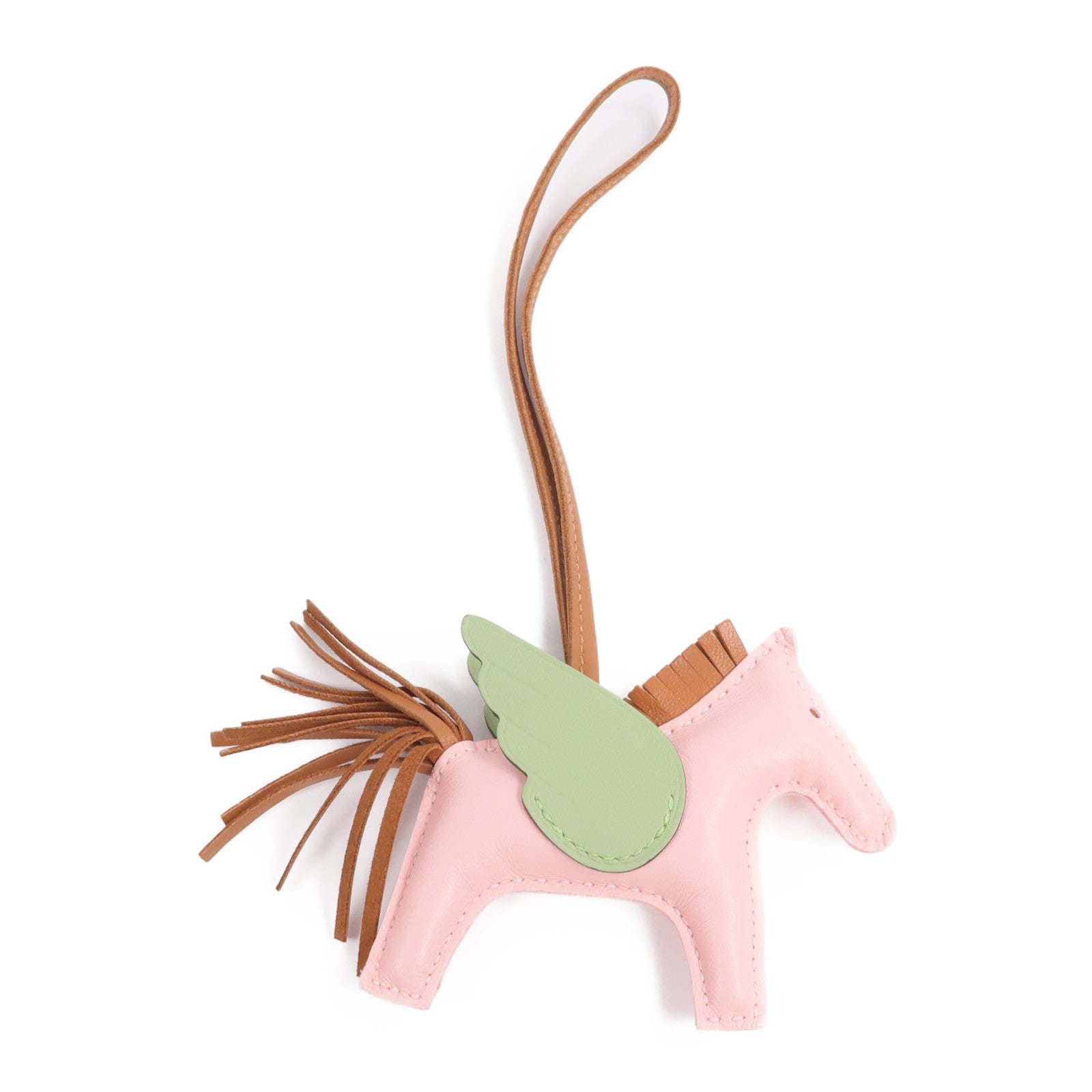 HERMES Milo/Swift皮革Rodeo Pegase PM掛飾Rose Sakura/Gold/Criquet