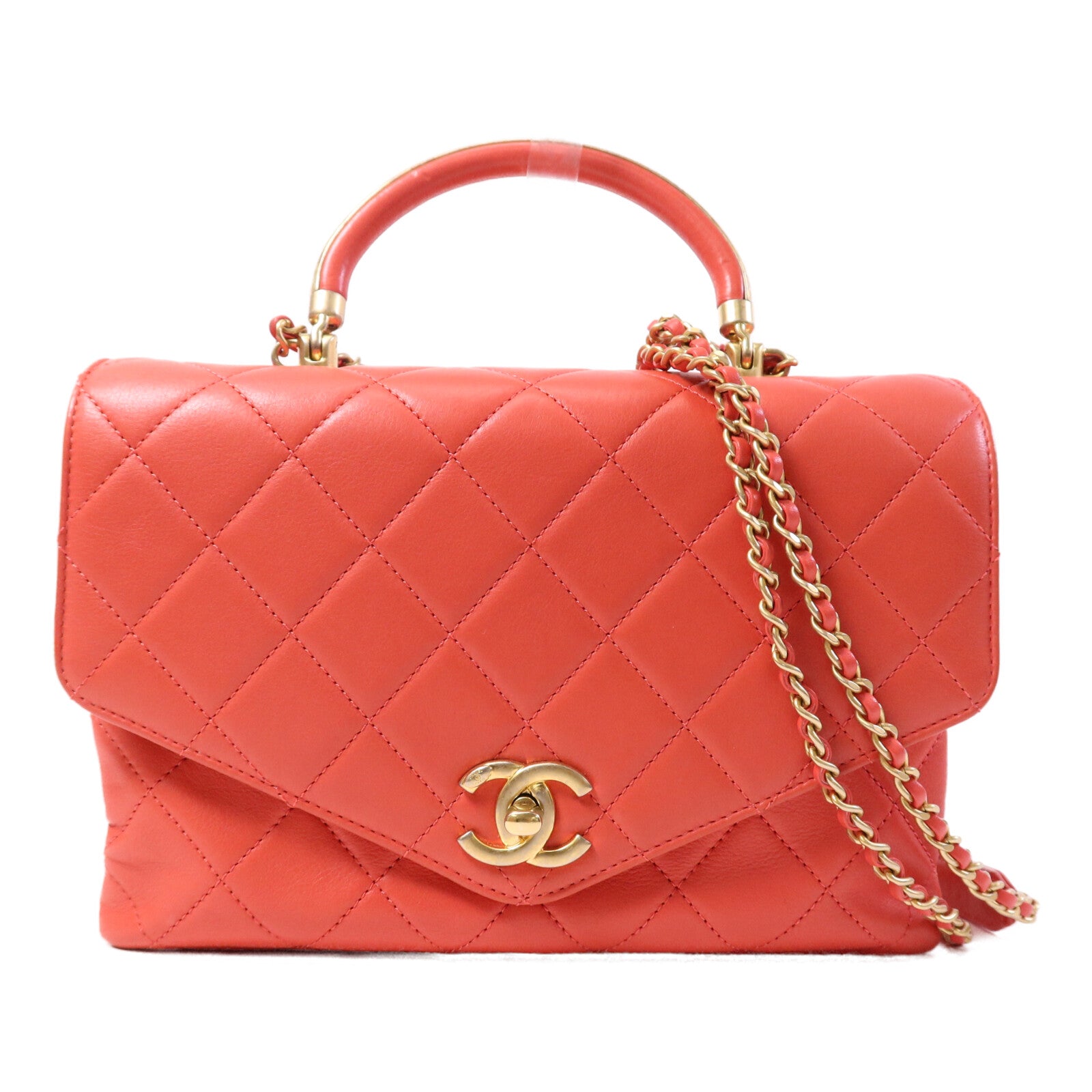CHANEL 牛皮皮革Shoulder Bag金扣肩背袋
