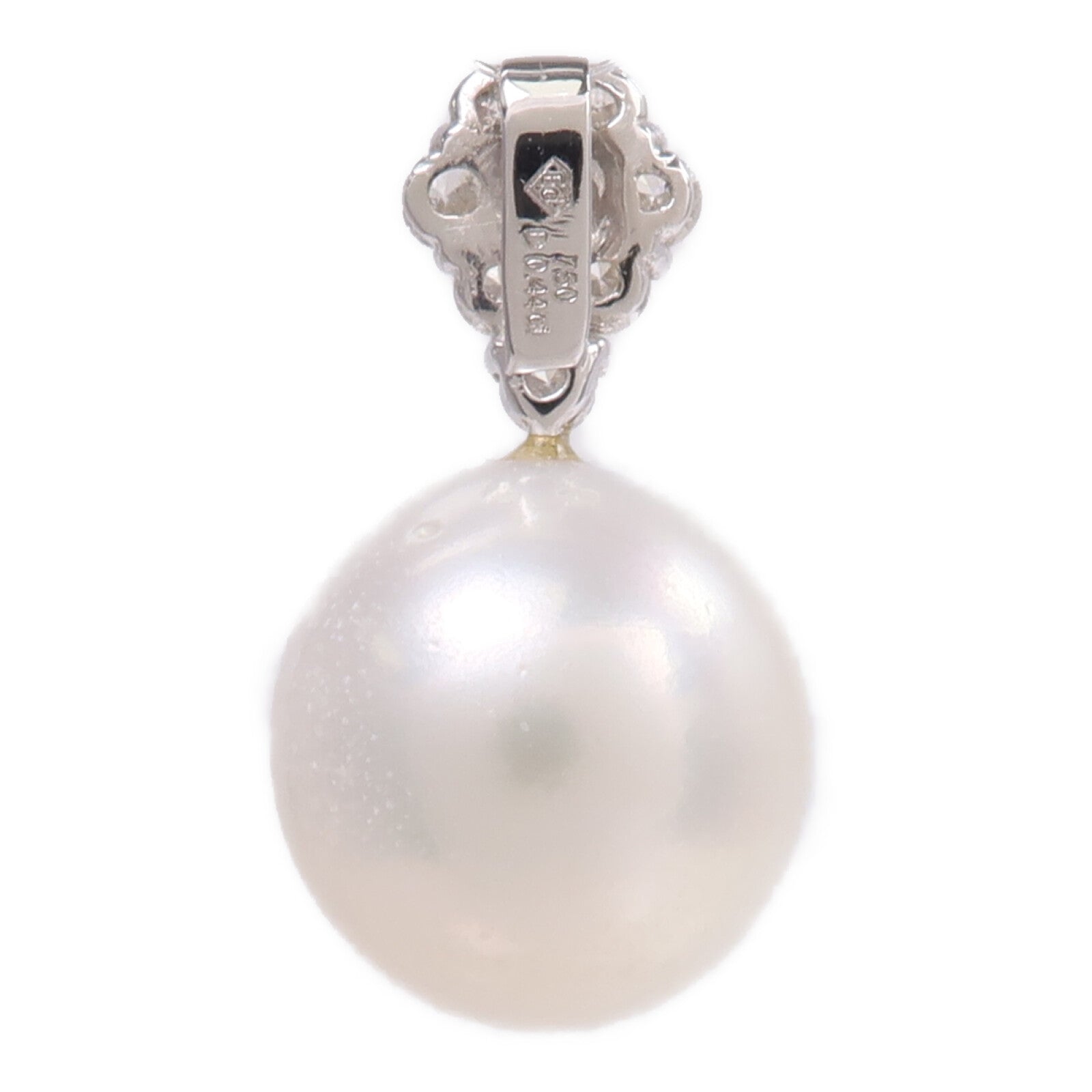 JEWELRY 18K白金Pearl Diamond Pendant Top珍珠/鑽石吊墜