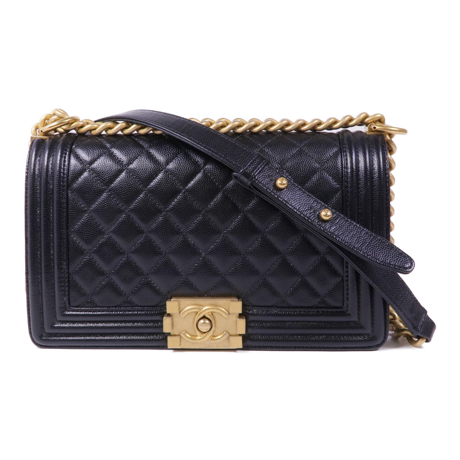 CHANEL 【激減優惠】牛皮皮革Boy25金扣鏈帶肩背袋