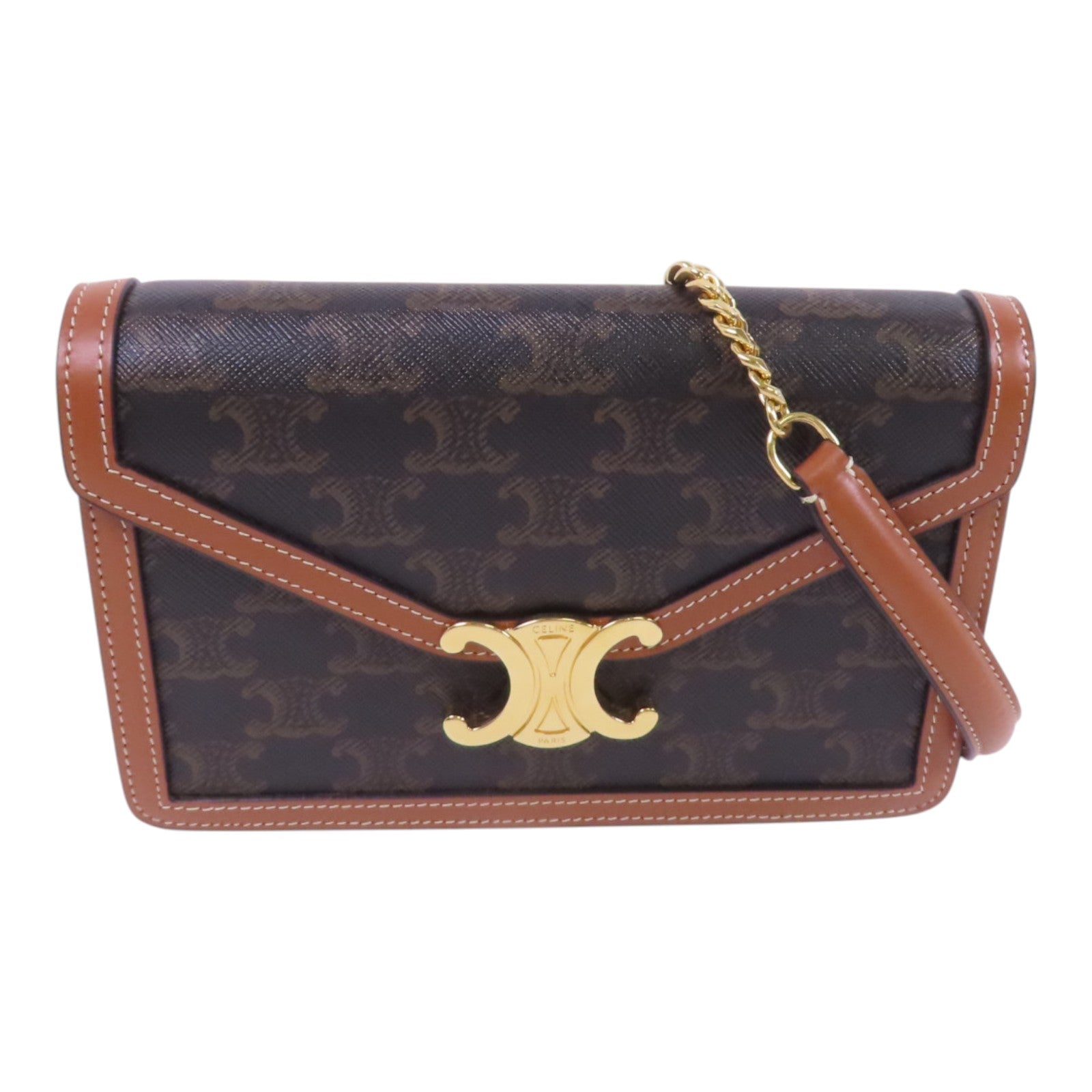 CELINE 【激減優惠】Triomphe帆布Margo金扣鏈帶肩背袋