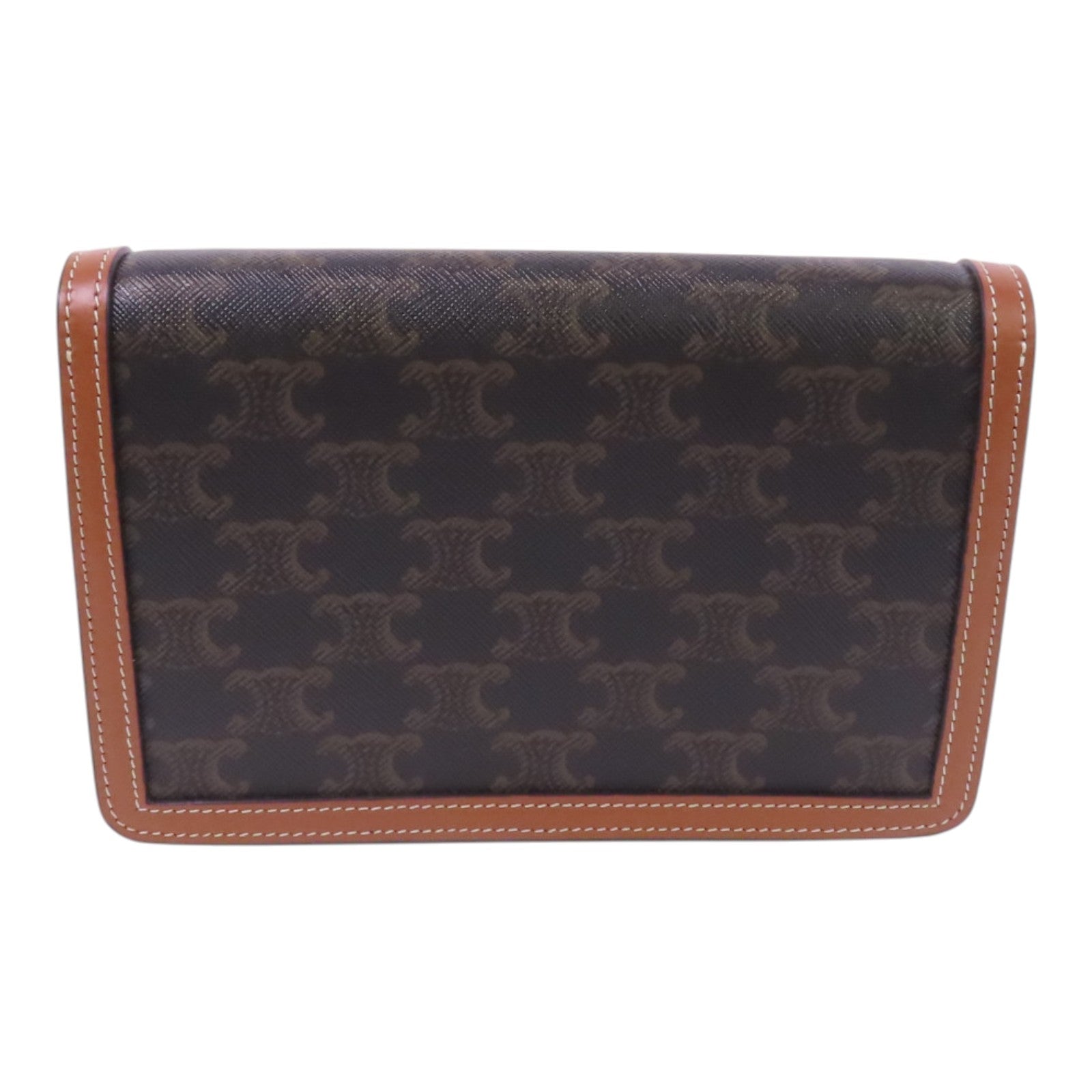 CELINE Triomphe帆布Margo金扣鏈帶肩背袋