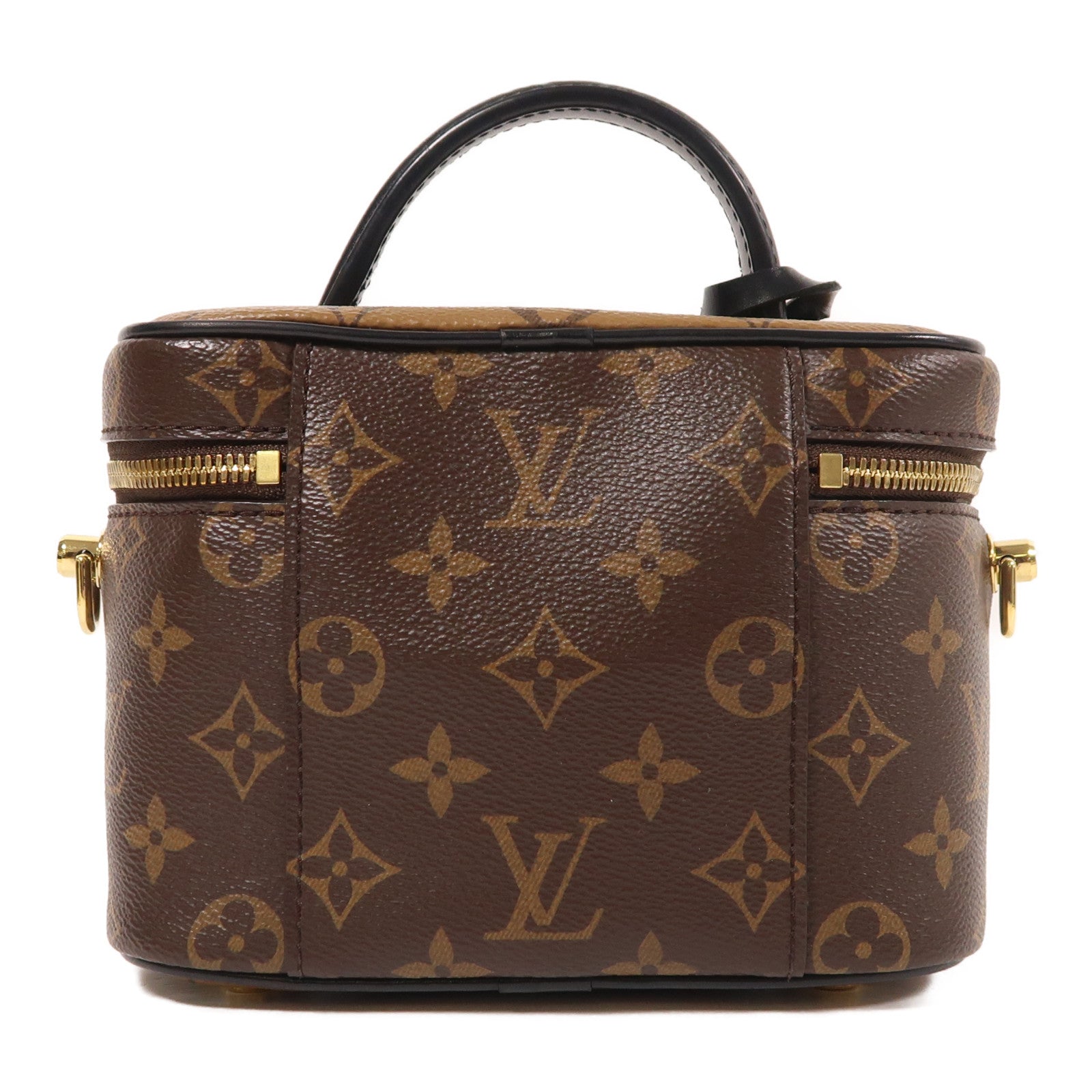 LOUIS VUITTON Monogram Reverse Vanity PM金扣手挽肩背兩用袋棕色