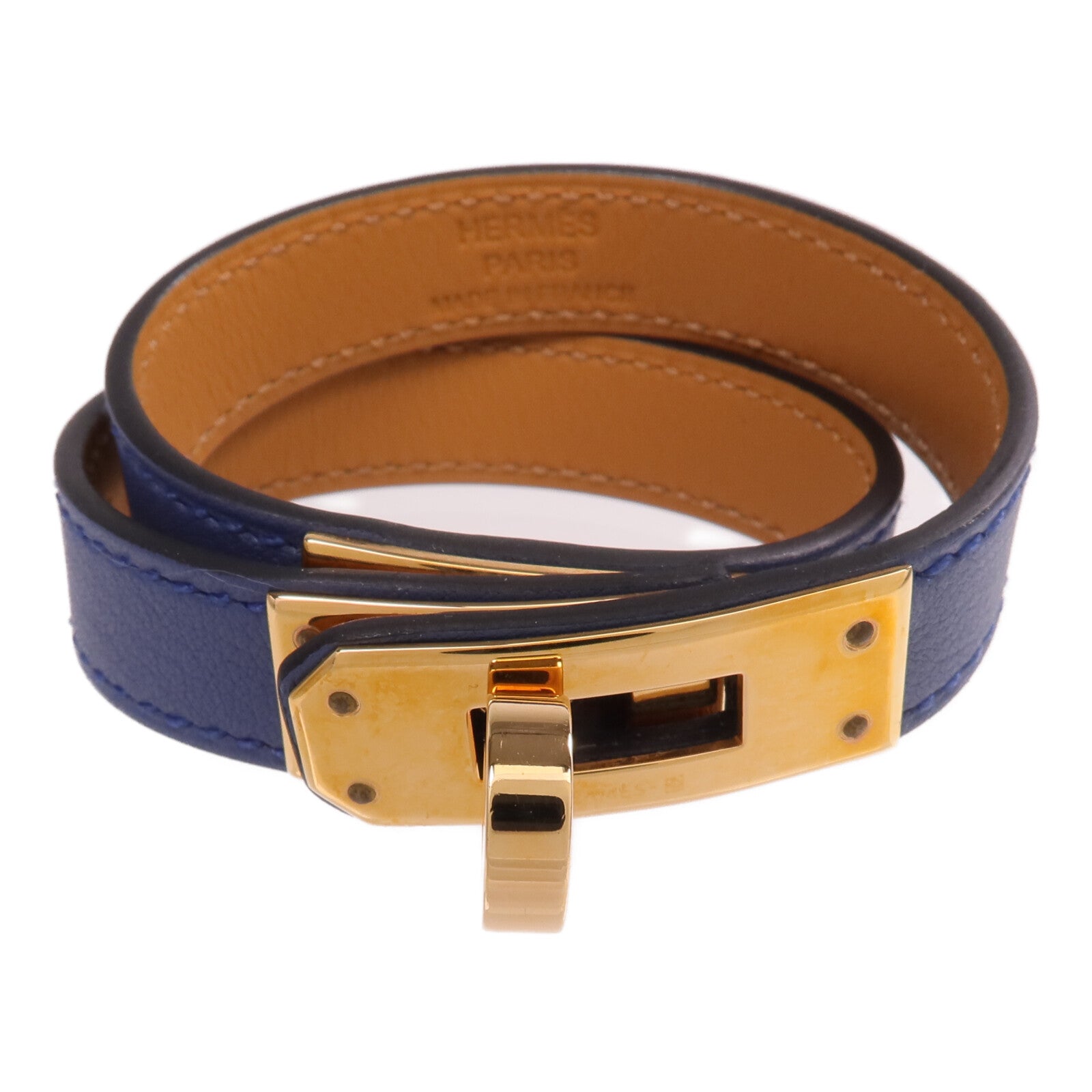 HERMES 【激減優惠】Swift皮革Kelly Double Tour Bracelet金扣手帶