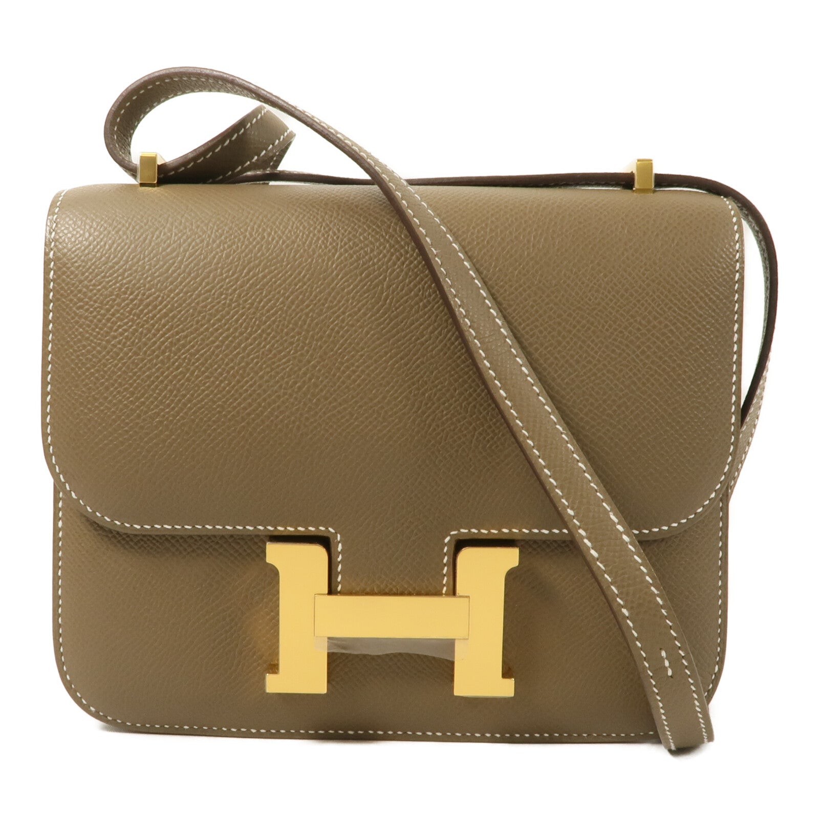 HERMES Epsom皮革Constance Mini肩背袋Etoupe