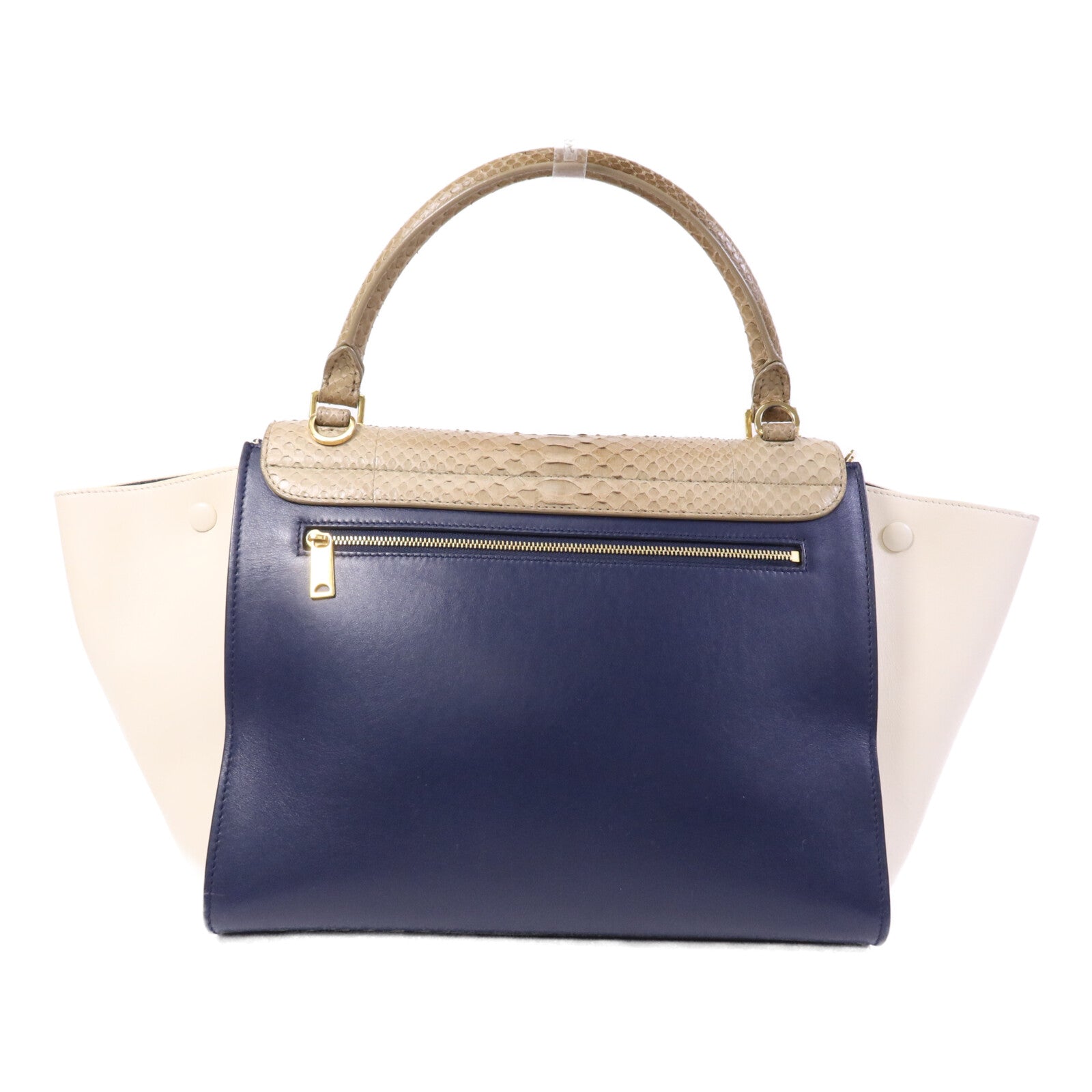 CELINE 牛皮/蛇皮皮革Trapeze金扣手挽肩背兩用袋