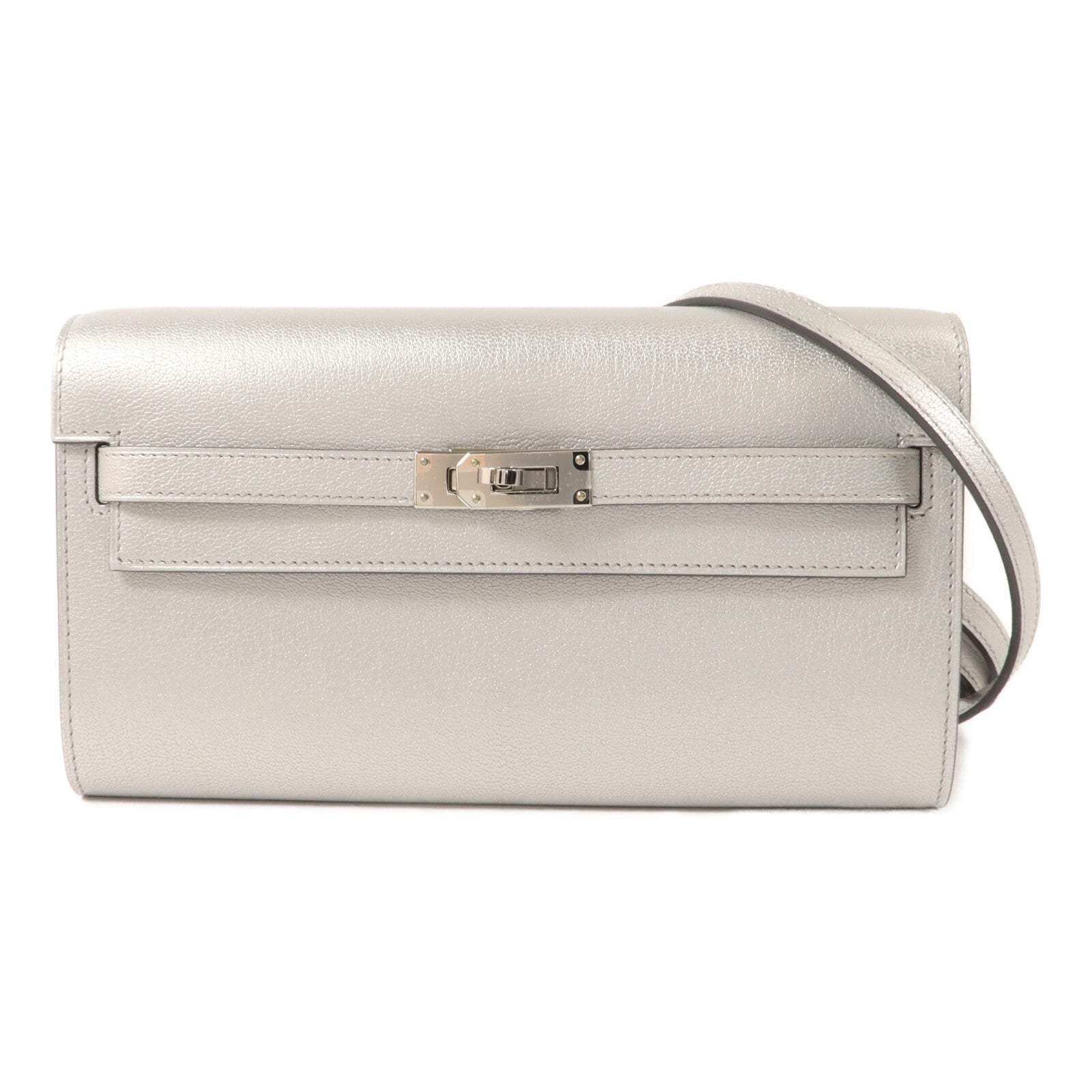 HERMES Chevre皮革Kelly To Go肩背袋Argent