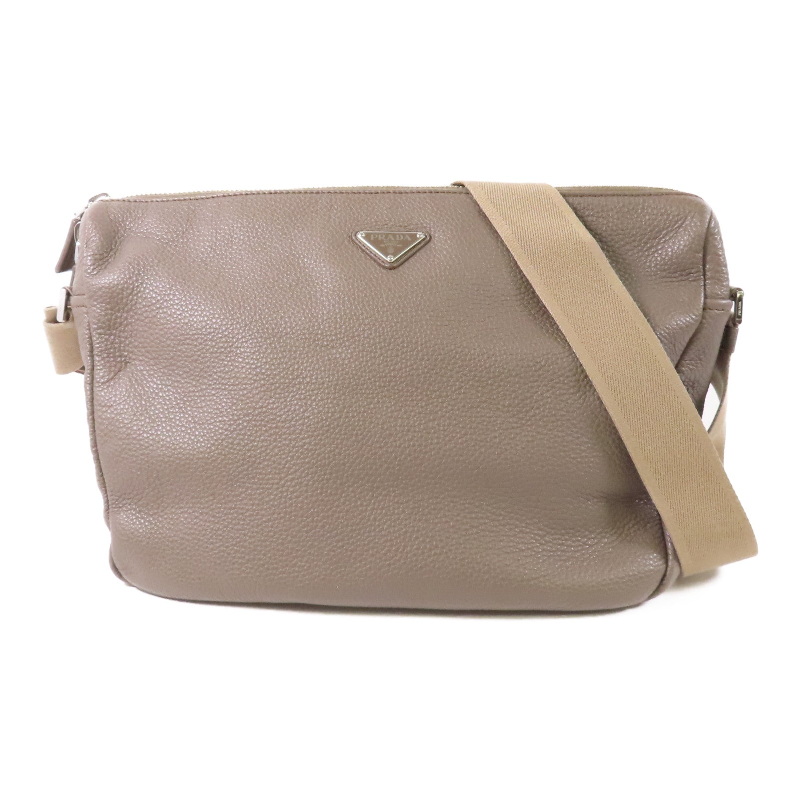 PRADA 牛皮皮革Shoulder Bag銀扣肩背袋