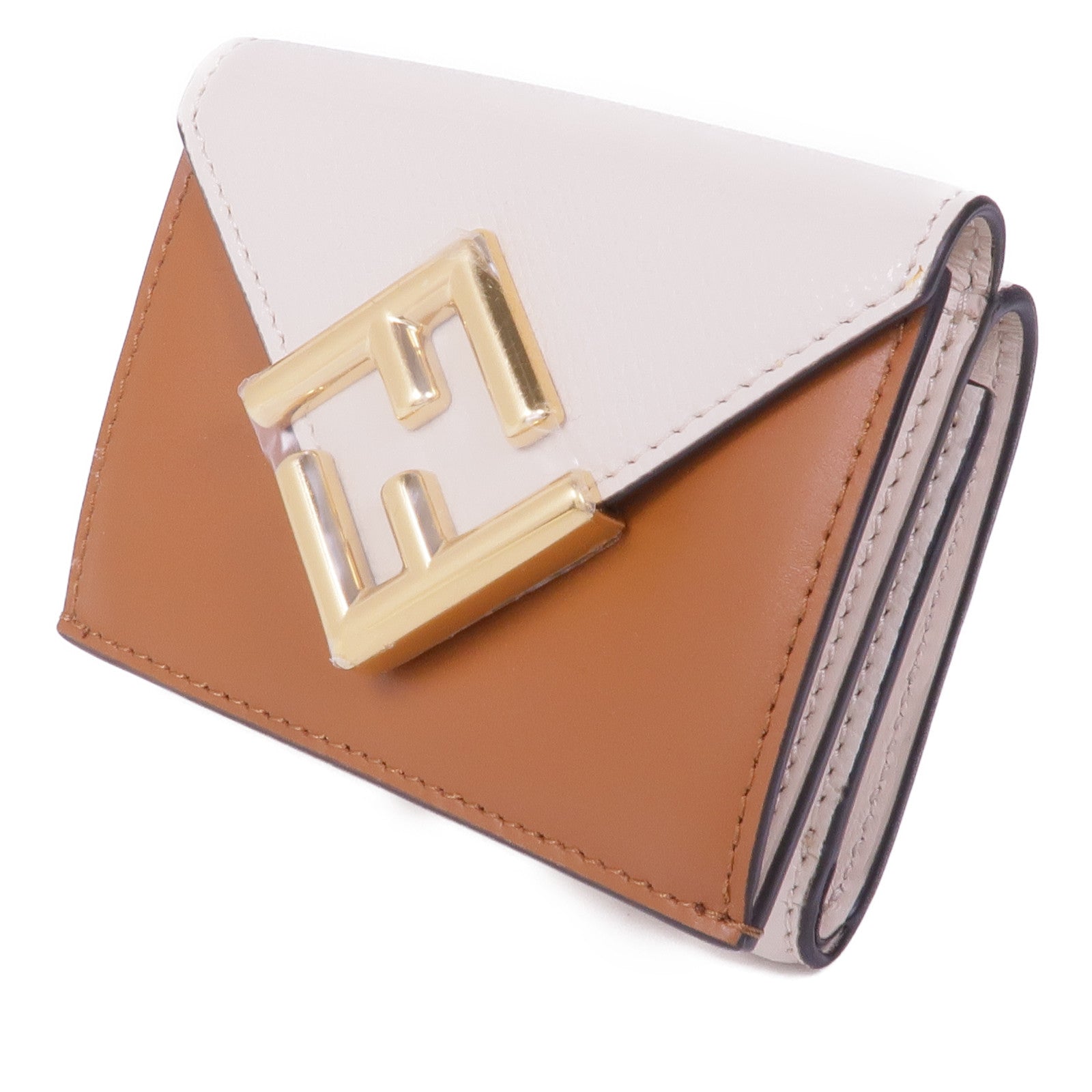 FENDI 牛皮皮革Tri-Fold Wallet金扣錢包
