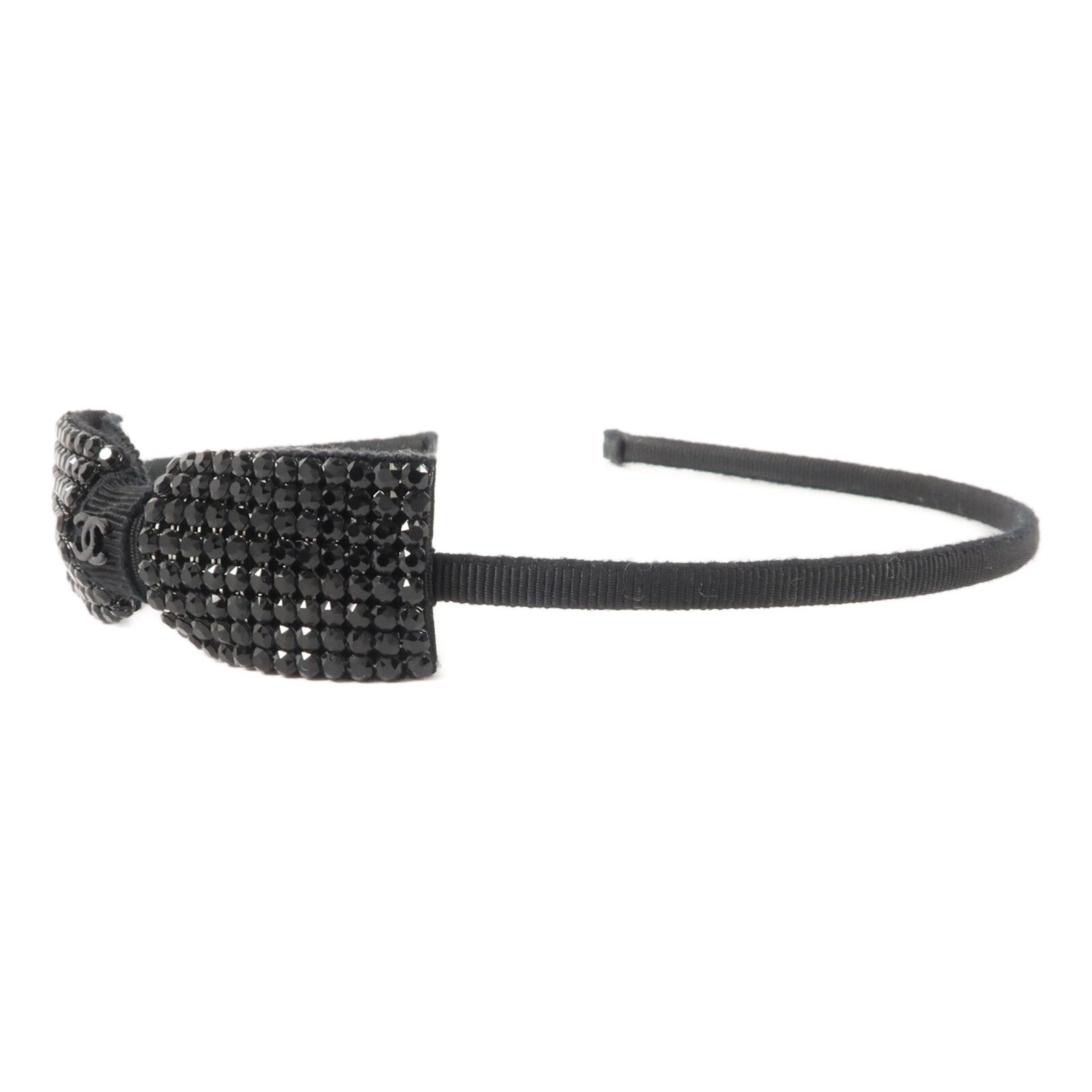 CHANEL Grosgrain/Strass CC Strass Bow Headband頭箍
